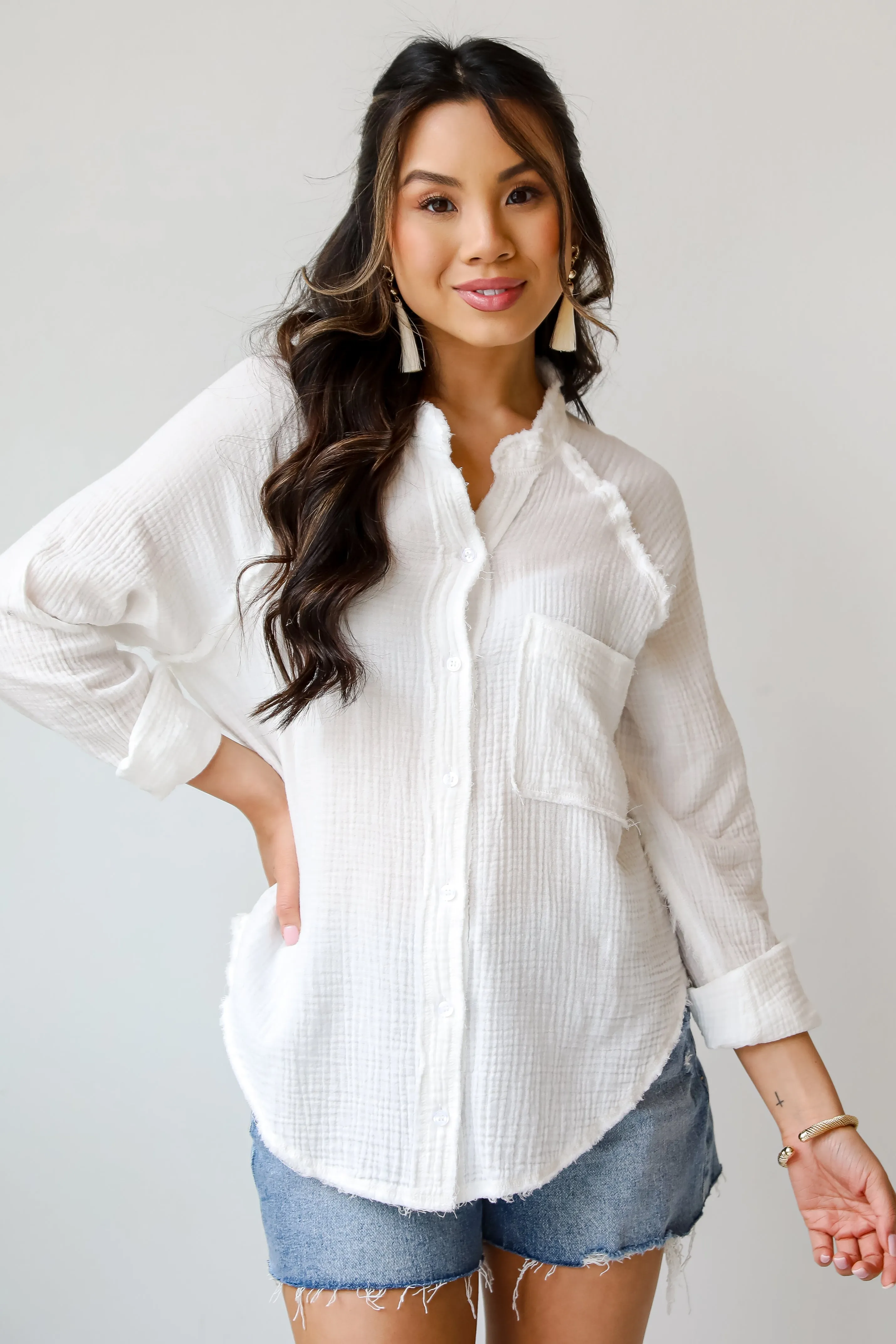 FINAL SALE - Compelling Charisma White Linen Blouse