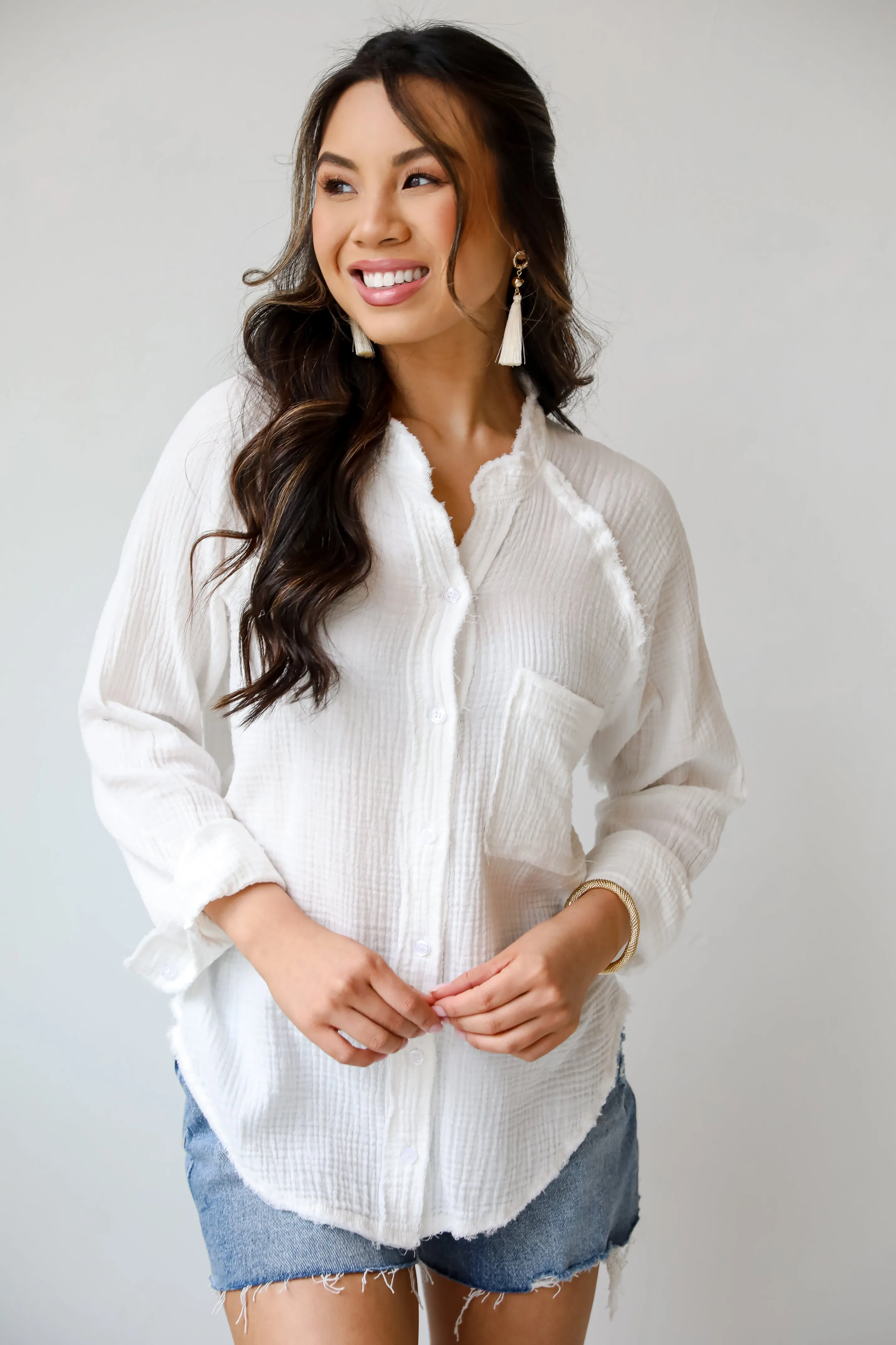 FINAL SALE - Compelling Charisma White Linen Blouse