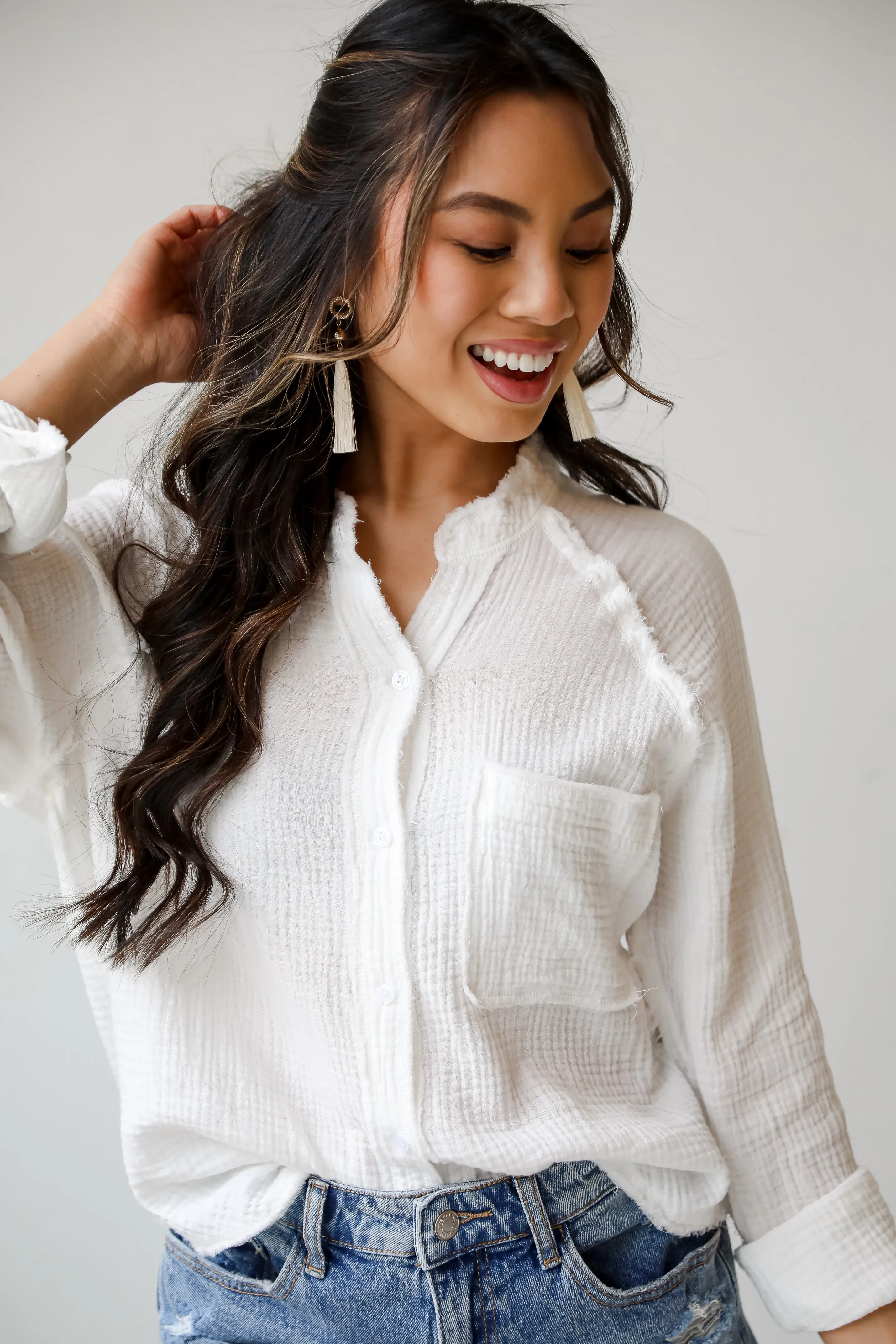 FINAL SALE - Compelling Charisma White Linen Blouse