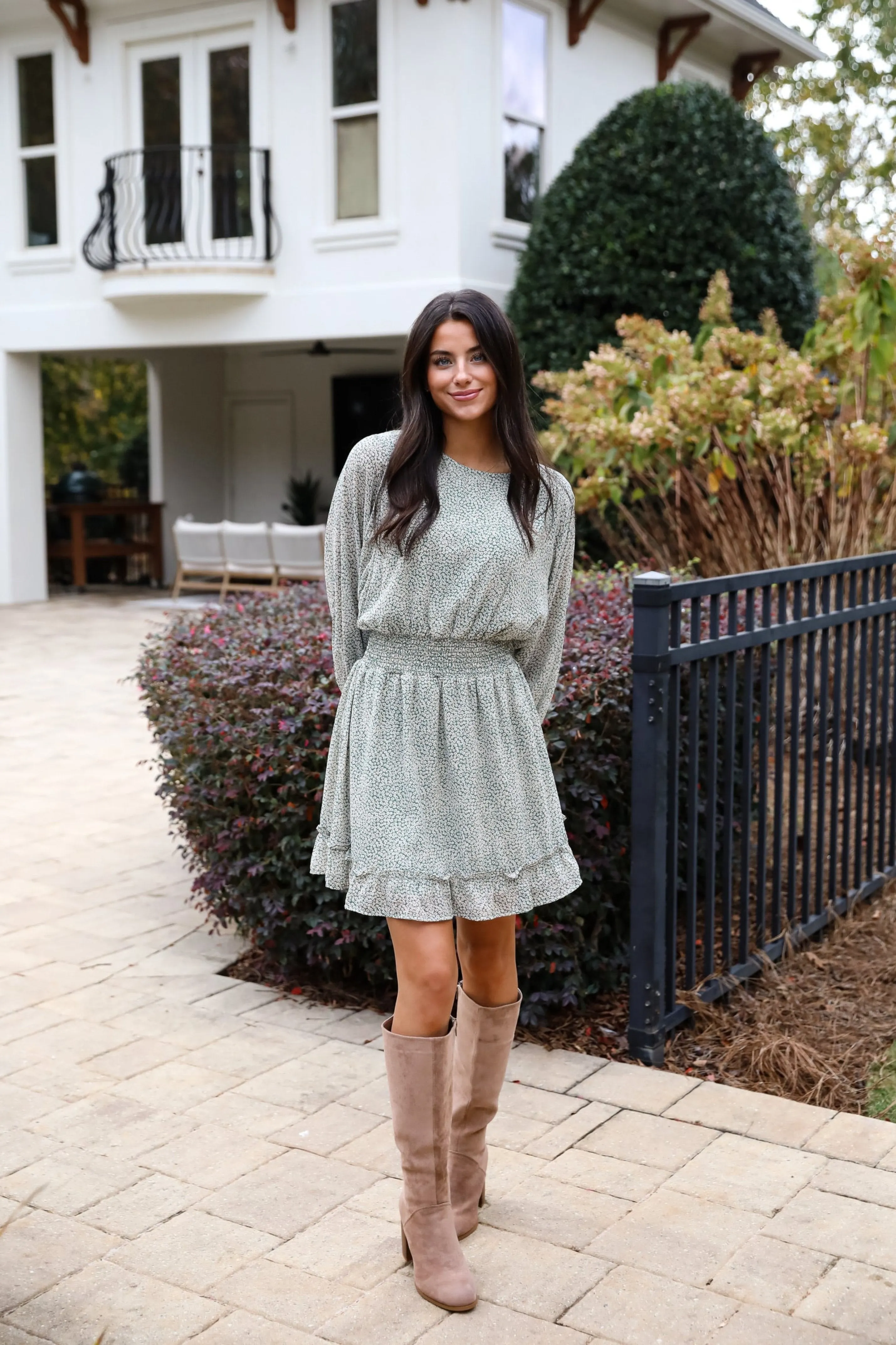 FINAL SALE - Gorgeous Elevation Green Floral Mini Dress
