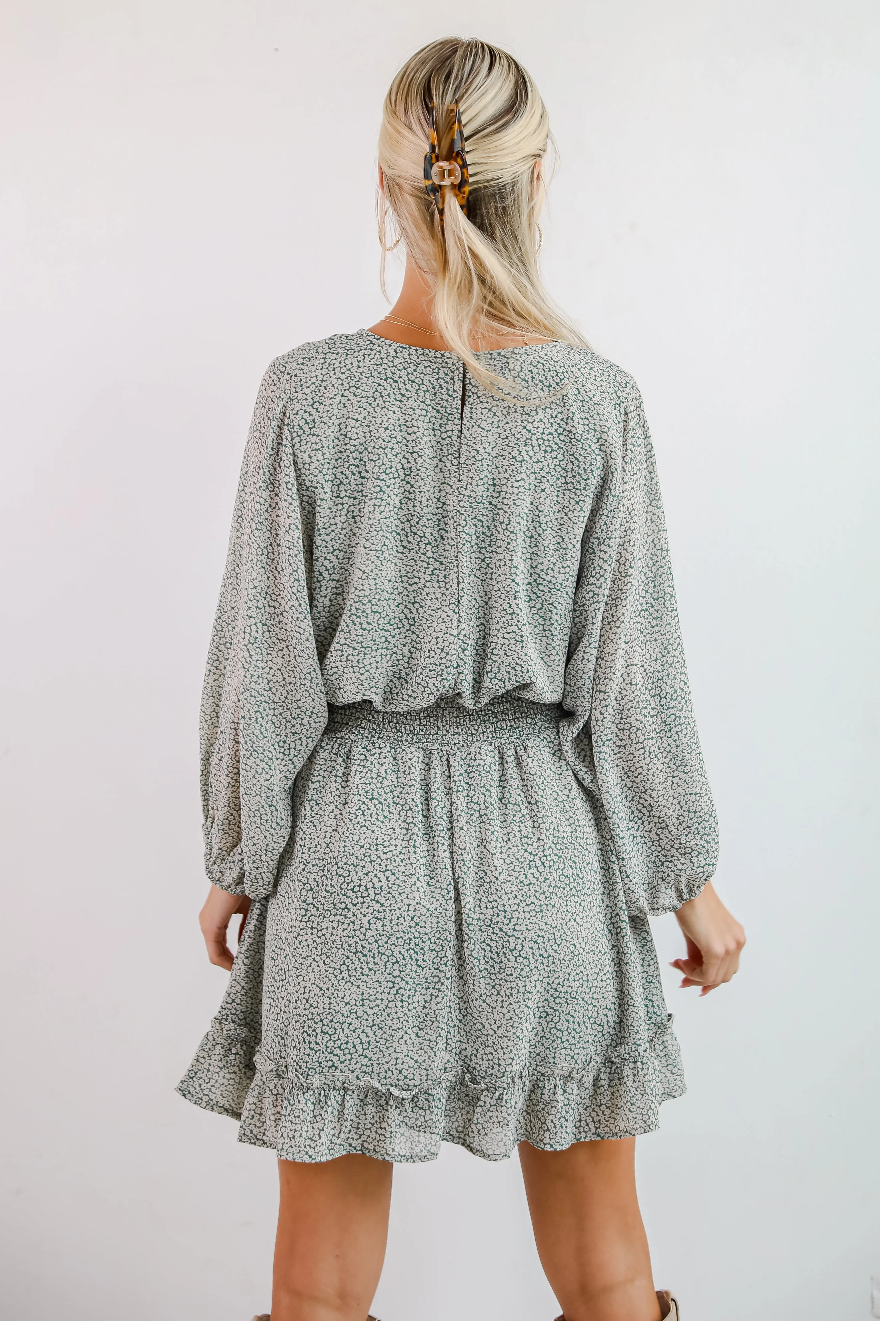FINAL SALE - Gorgeous Elevation Green Floral Mini Dress