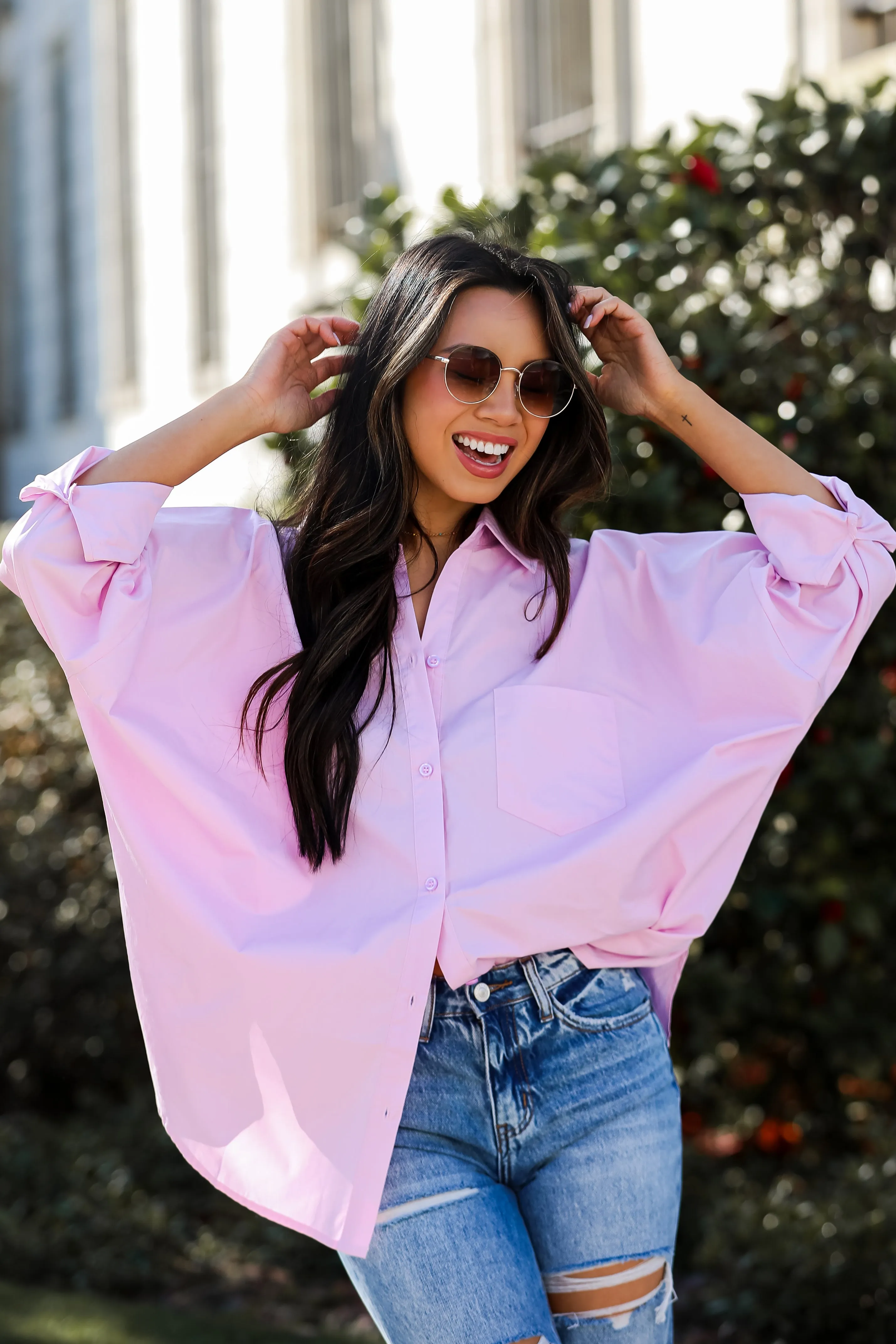 FINAL SALE - Hayden Lavender Button-Up Blouse - DU DEAL