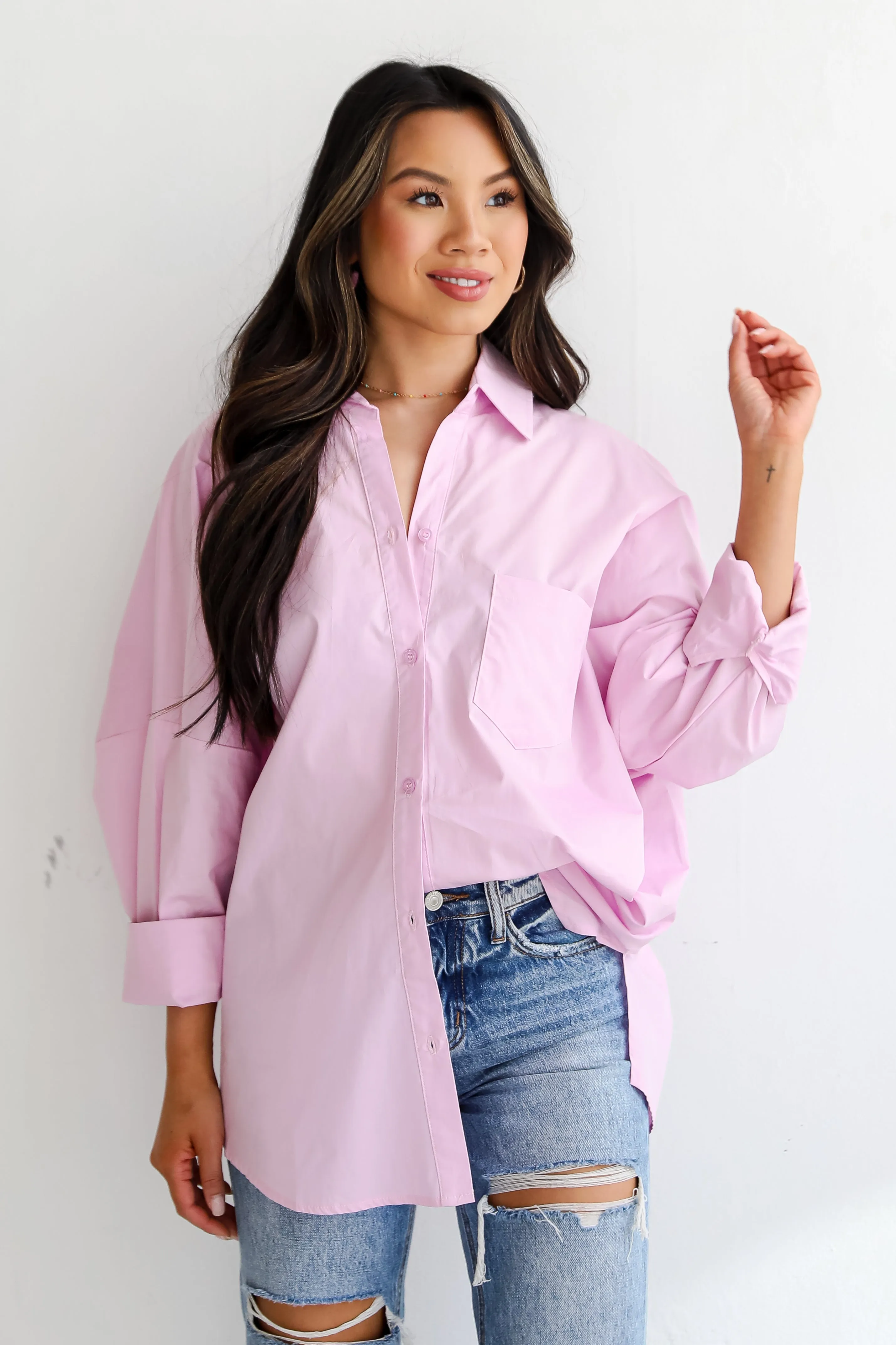 FINAL SALE - Hayden Lavender Button-Up Blouse - DU DEAL