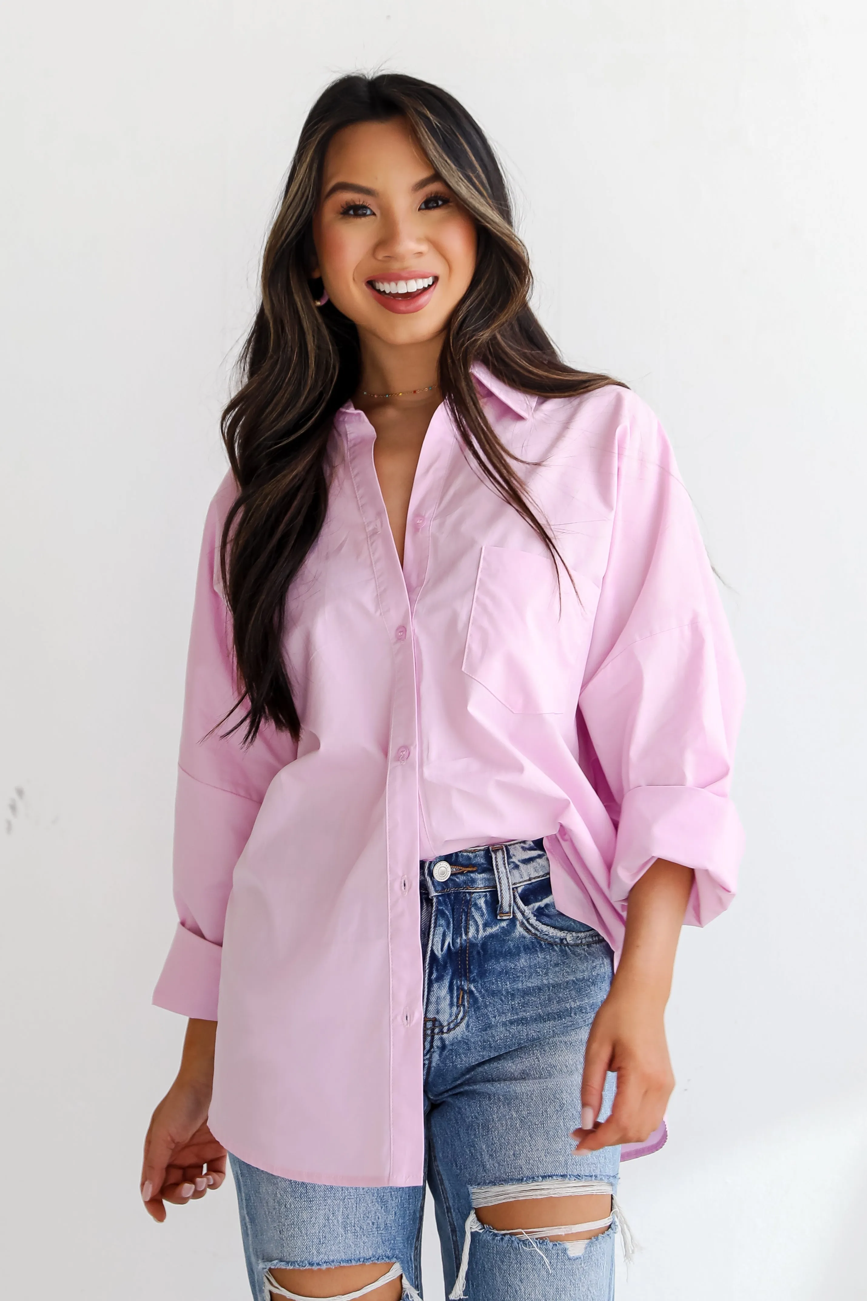 FINAL SALE - Hayden Lavender Button-Up Blouse - DU DEAL