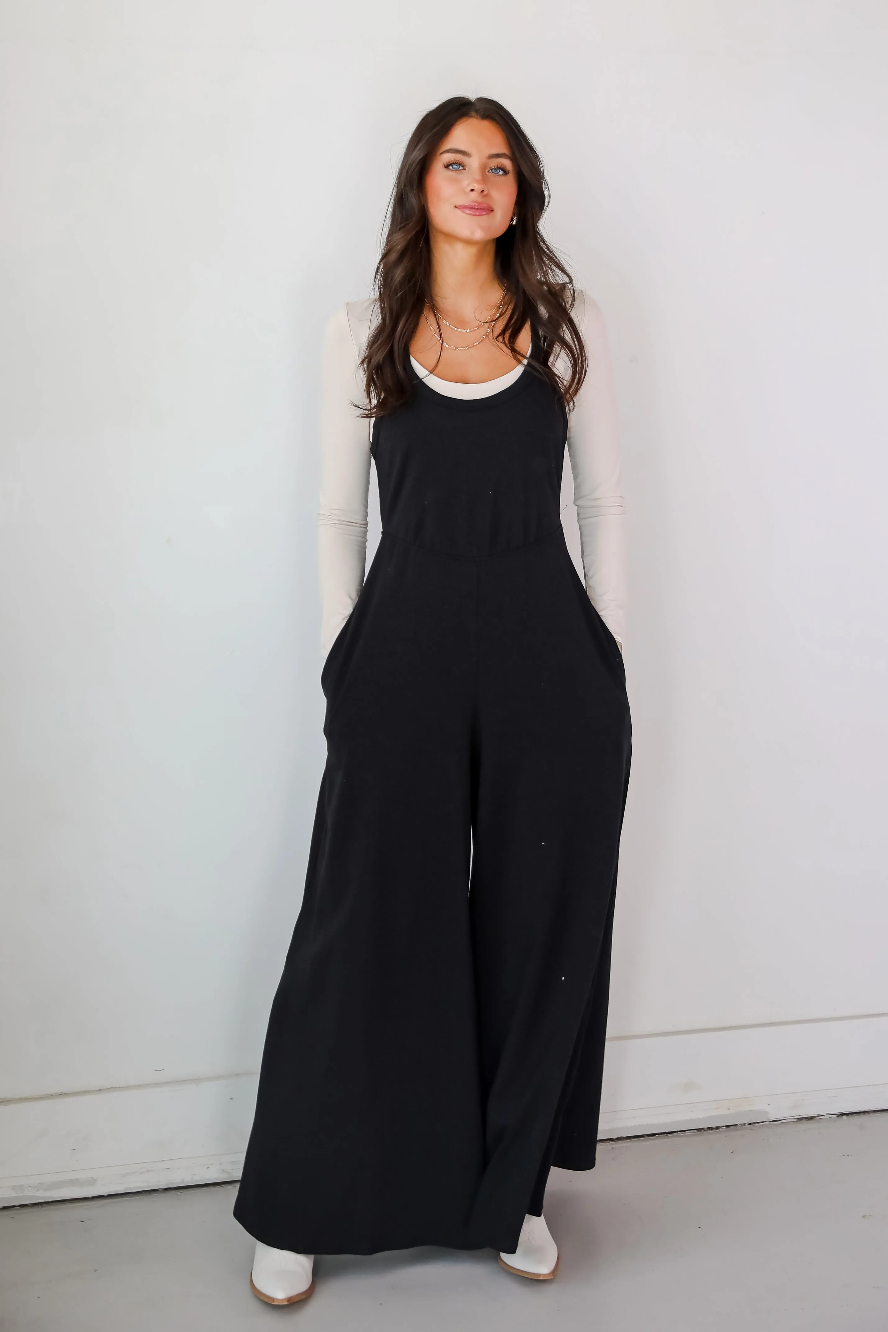 FINAL SALE - Irresistible Feelings Black Wide Leg Jumpsuit