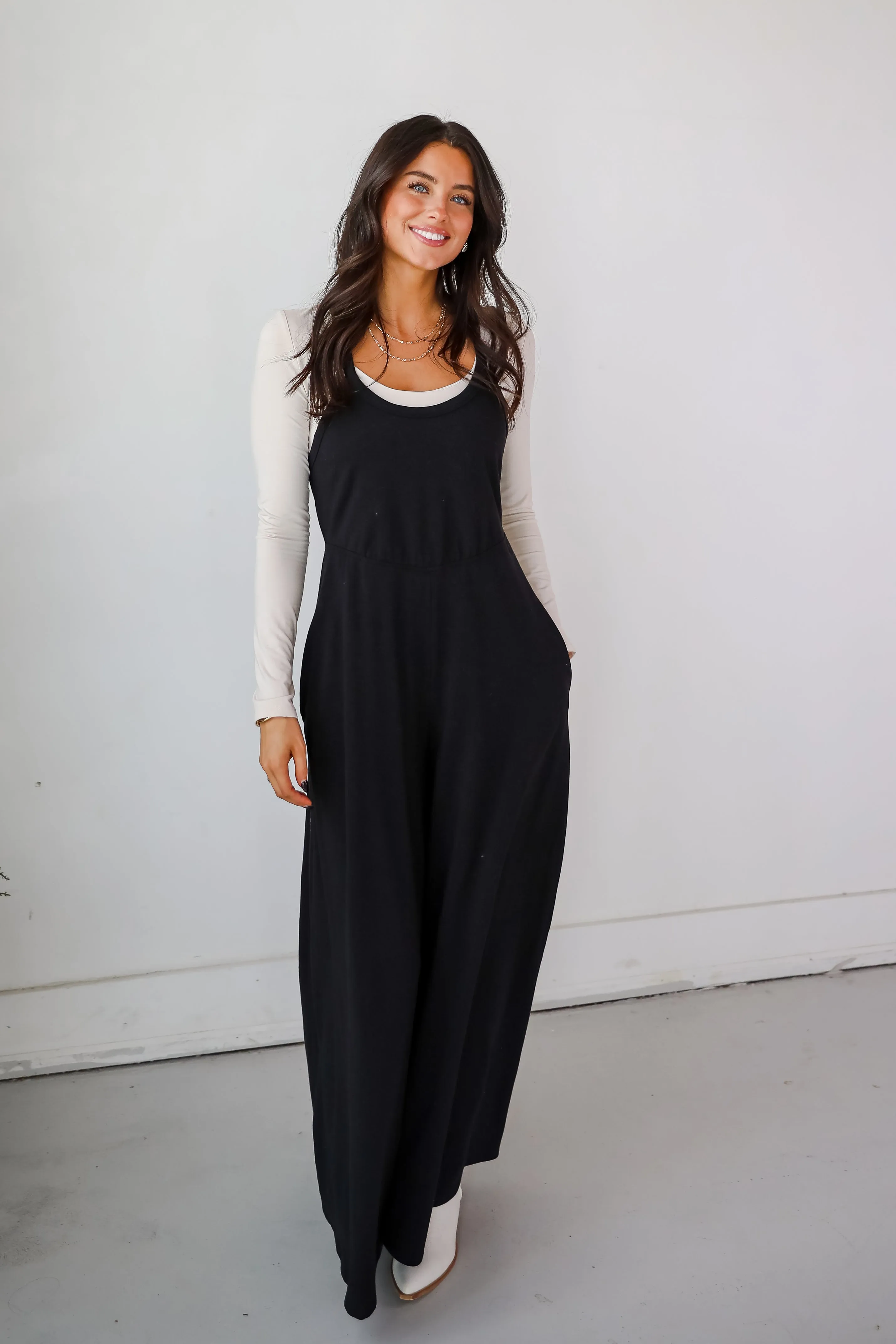 FINAL SALE - Irresistible Feelings Black Wide Leg Jumpsuit