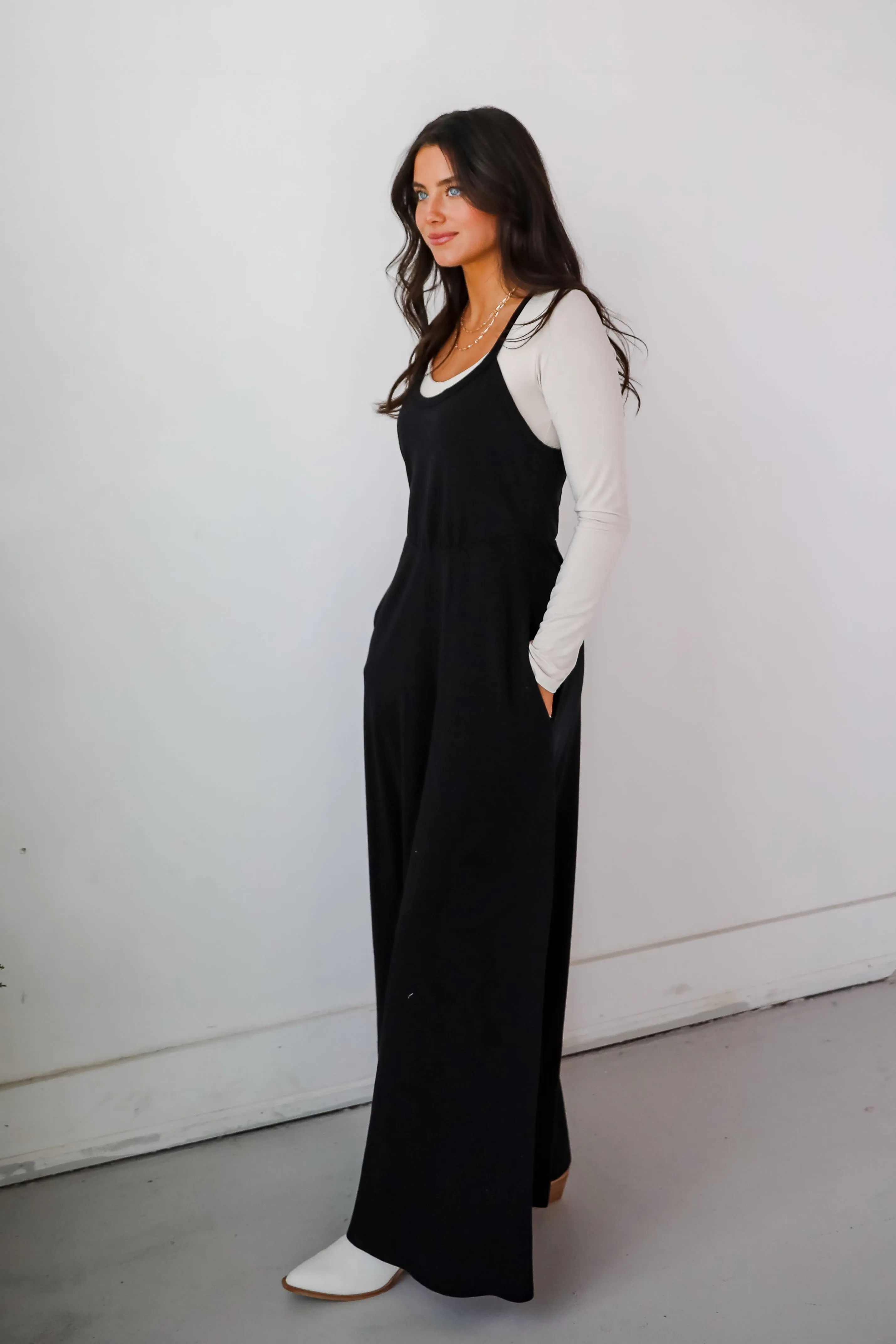 FINAL SALE - Irresistible Feelings Black Wide Leg Jumpsuit