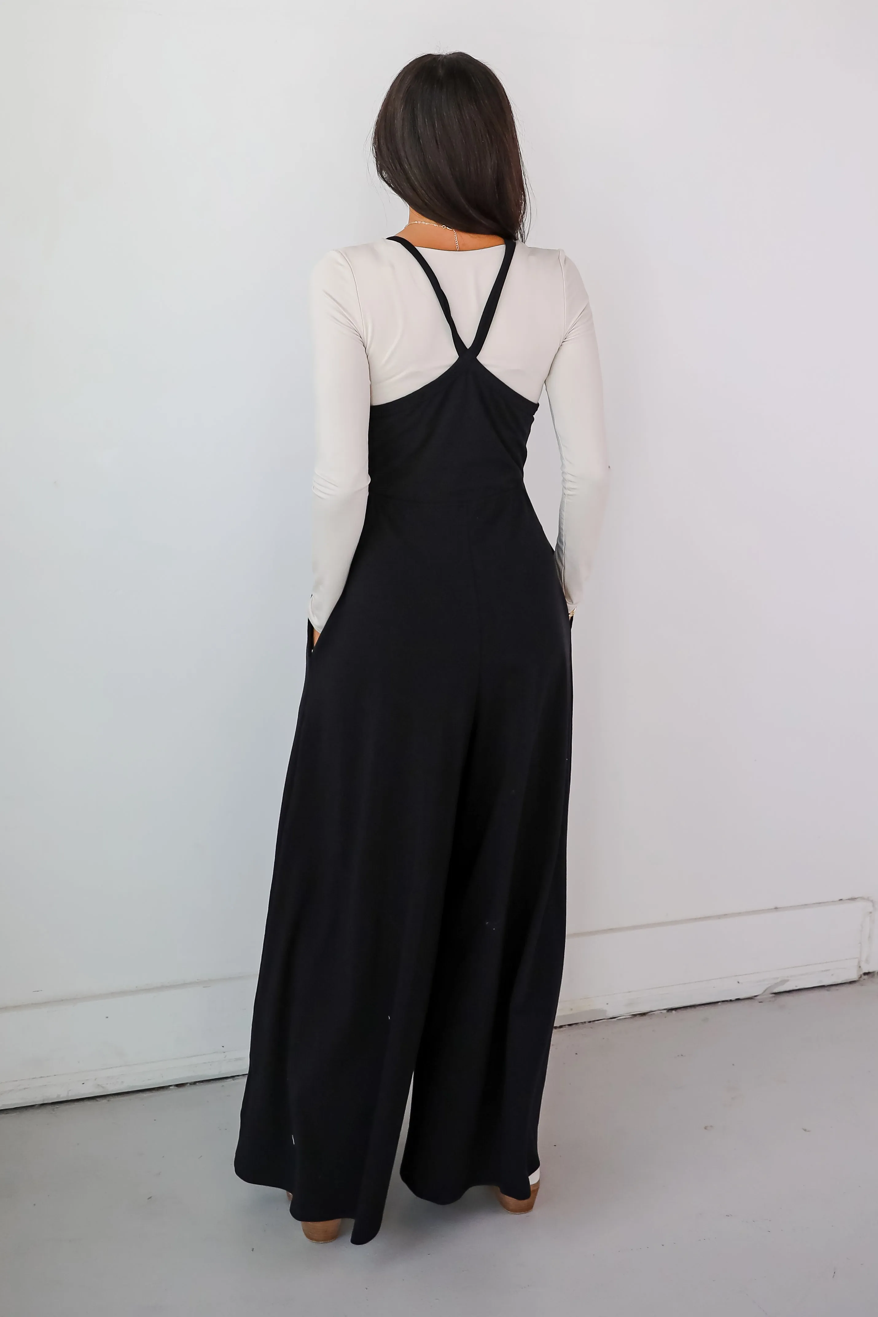 FINAL SALE - Irresistible Feelings Black Wide Leg Jumpsuit