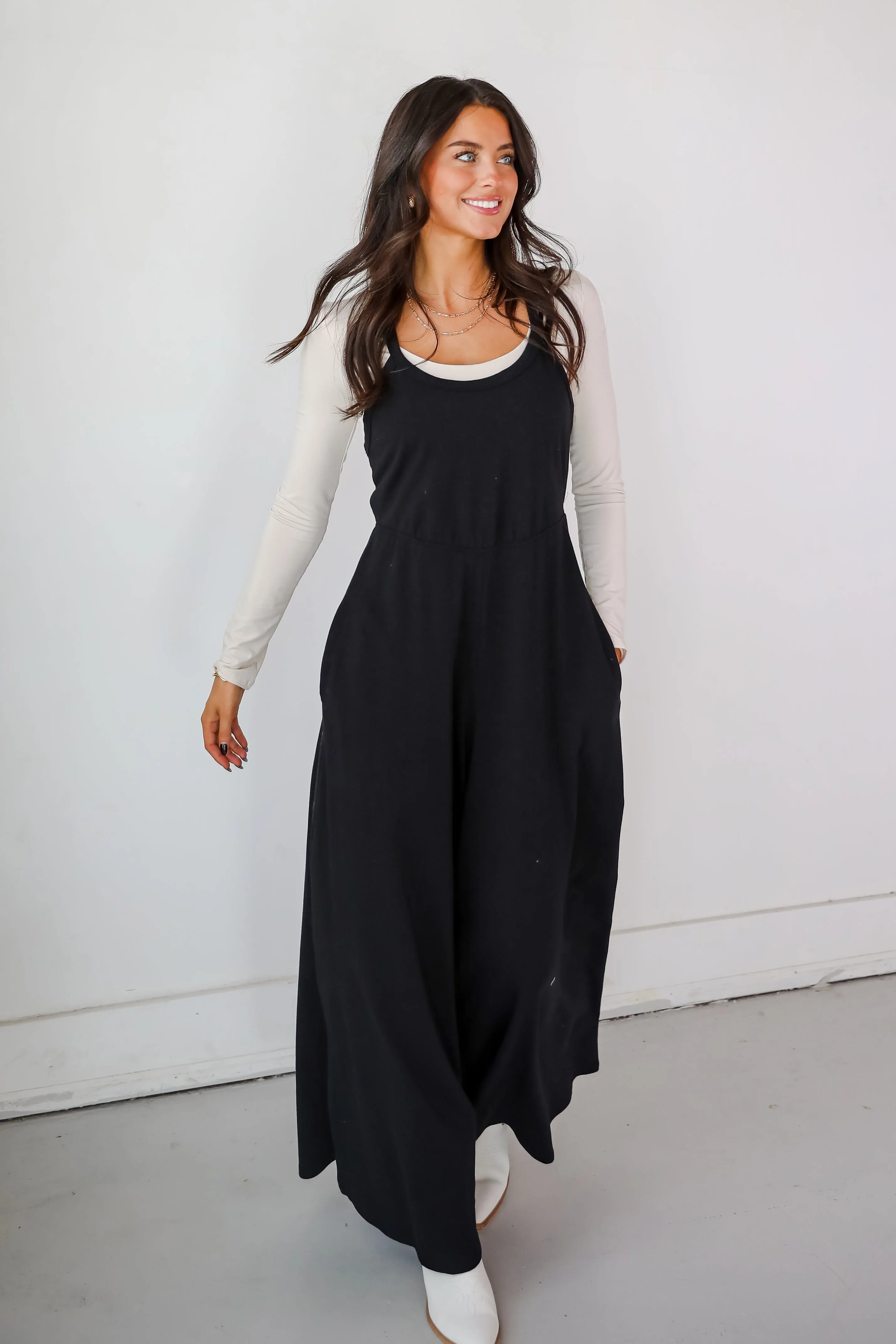 FINAL SALE - Irresistible Feelings Black Wide Leg Jumpsuit