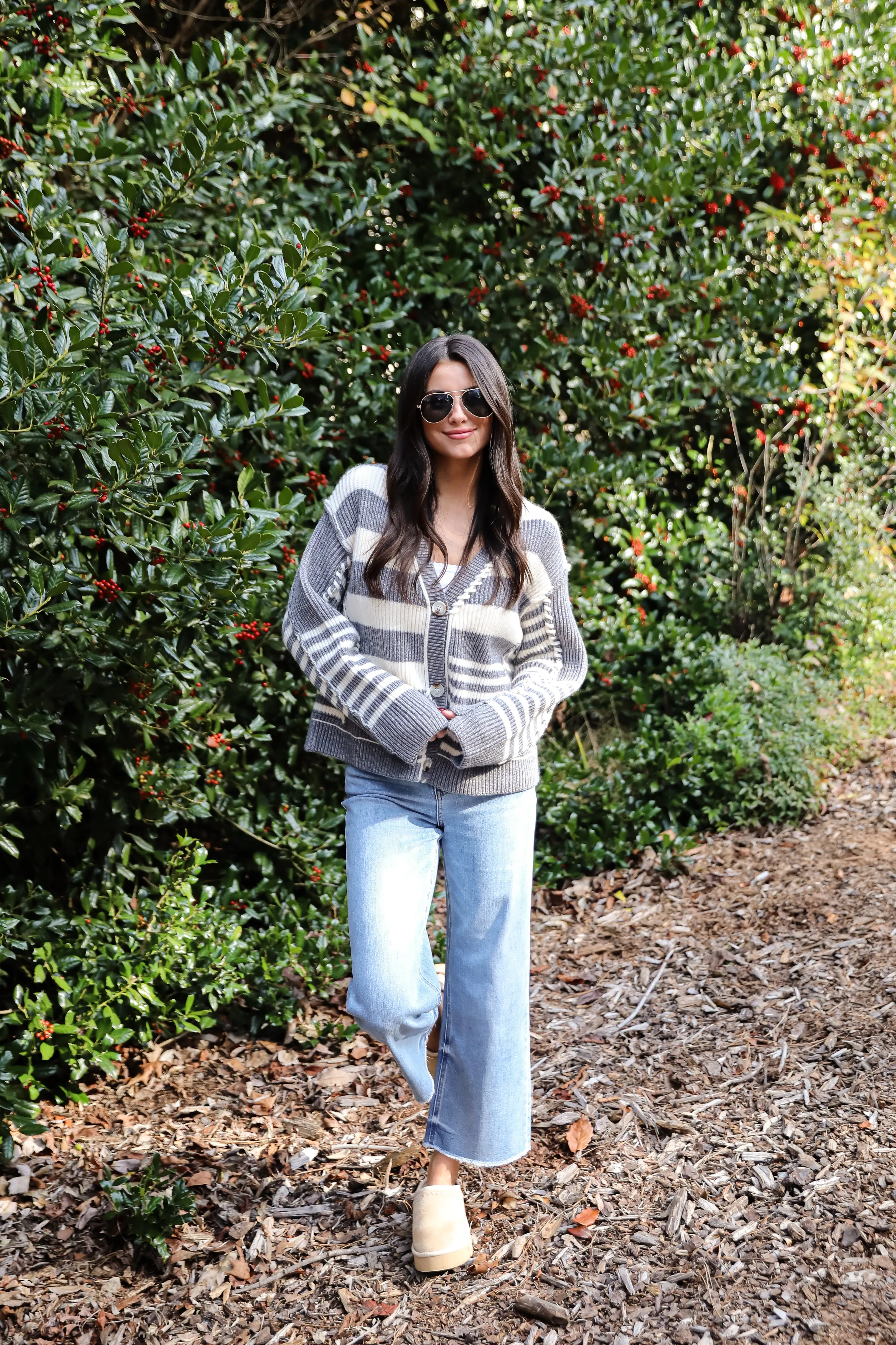 FINAL SALE - Noteworthy Charisma Grey Striped Sweater Cardigan