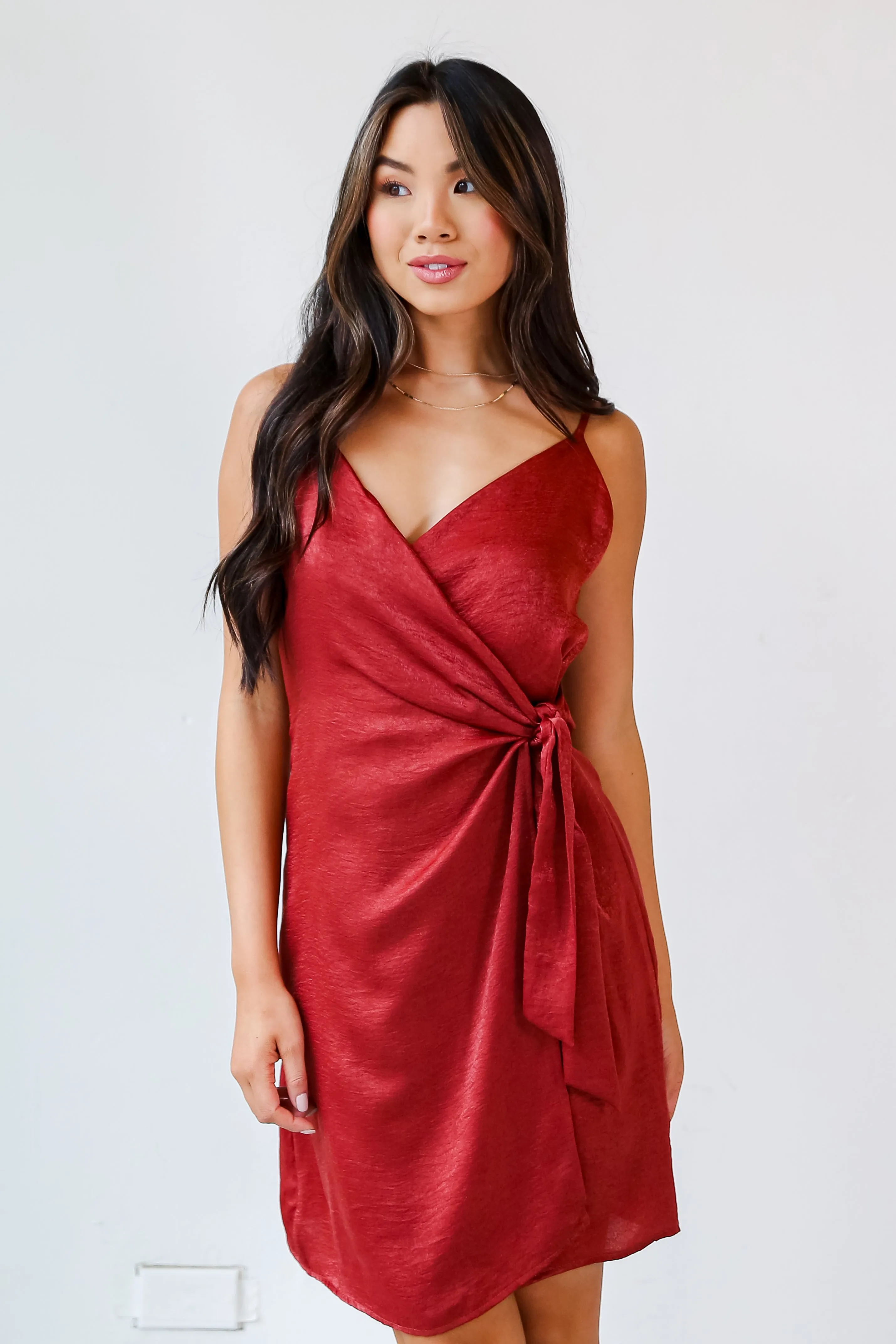 FINAL SALE - Party Glam Marsala Satin Mini Dress
