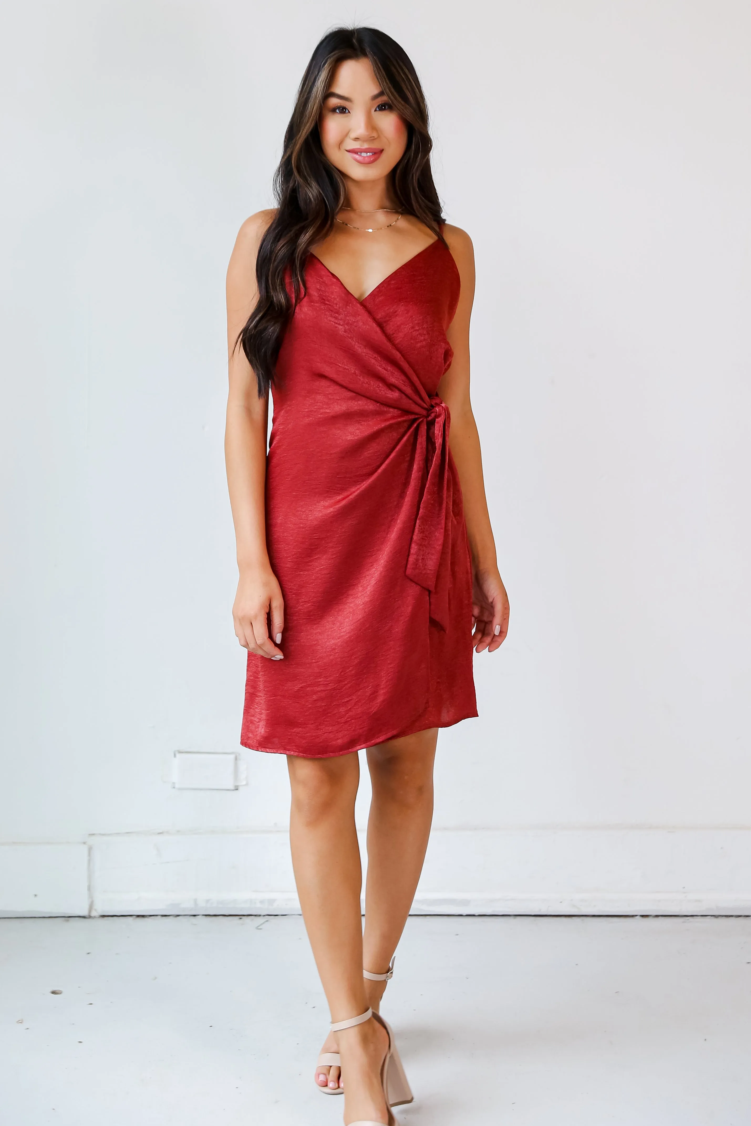 FINAL SALE - Party Glam Marsala Satin Mini Dress