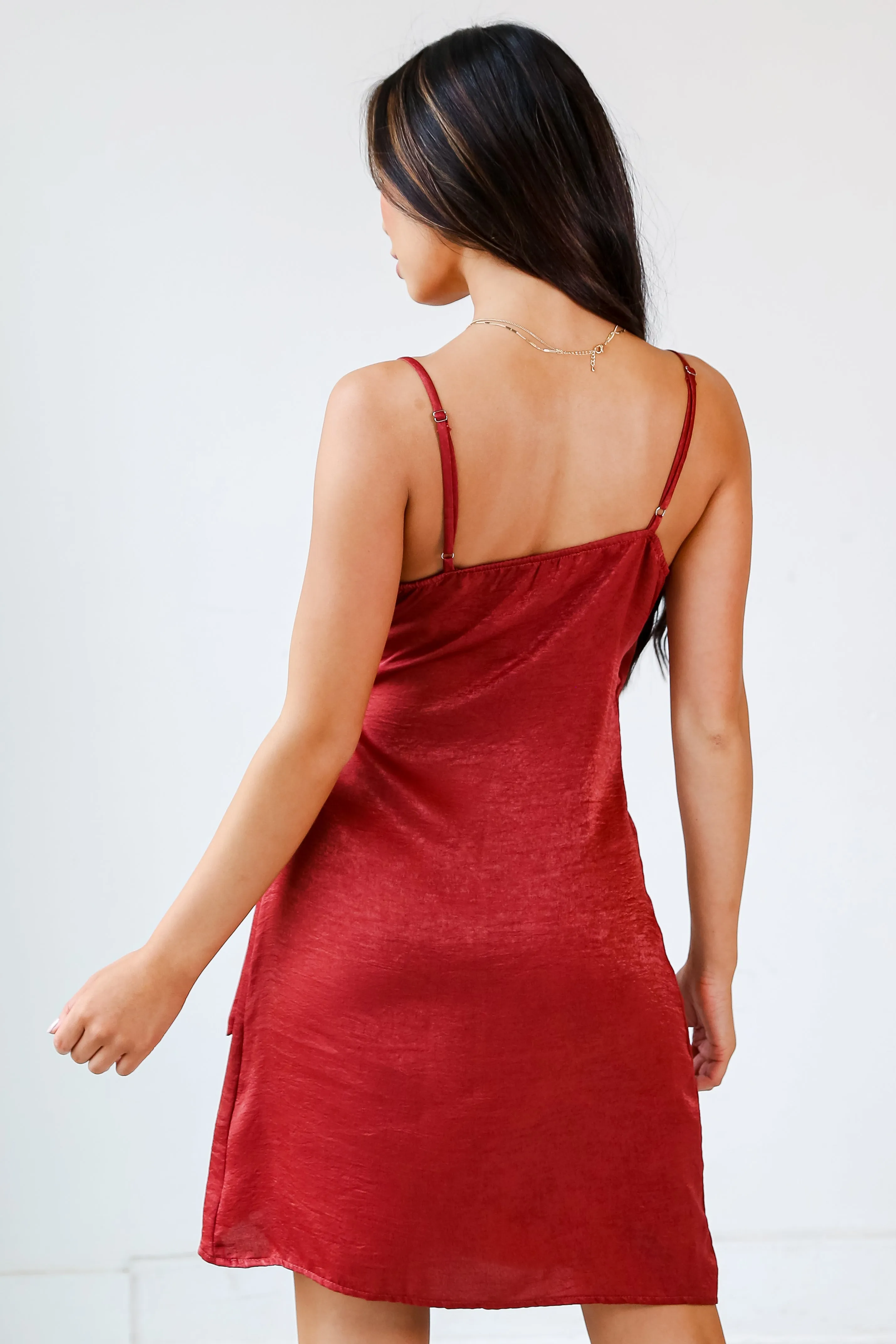 FINAL SALE - Party Glam Marsala Satin Mini Dress