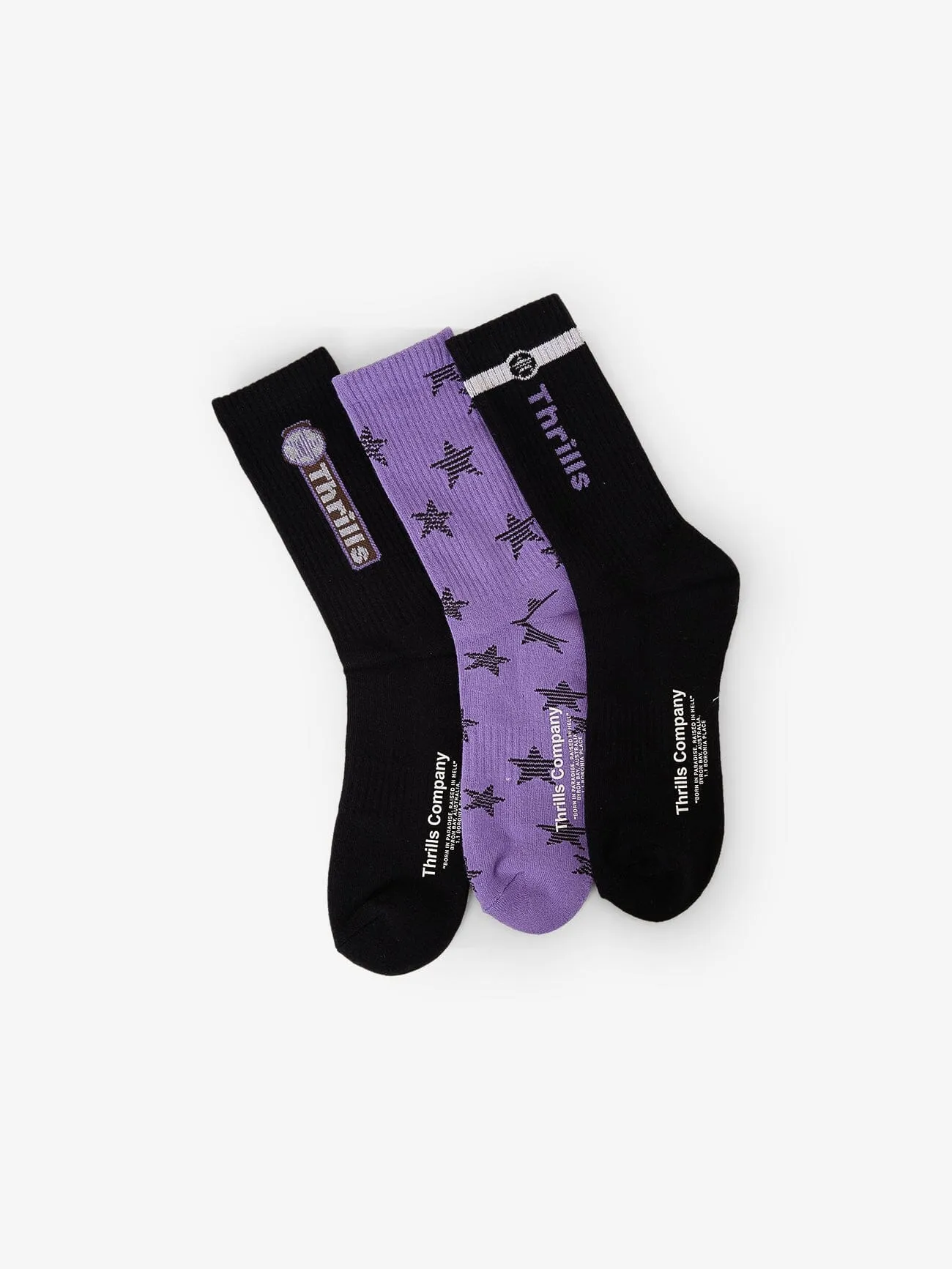 Gazed 3 Pack Sock - Black - Violet Tulip - Black