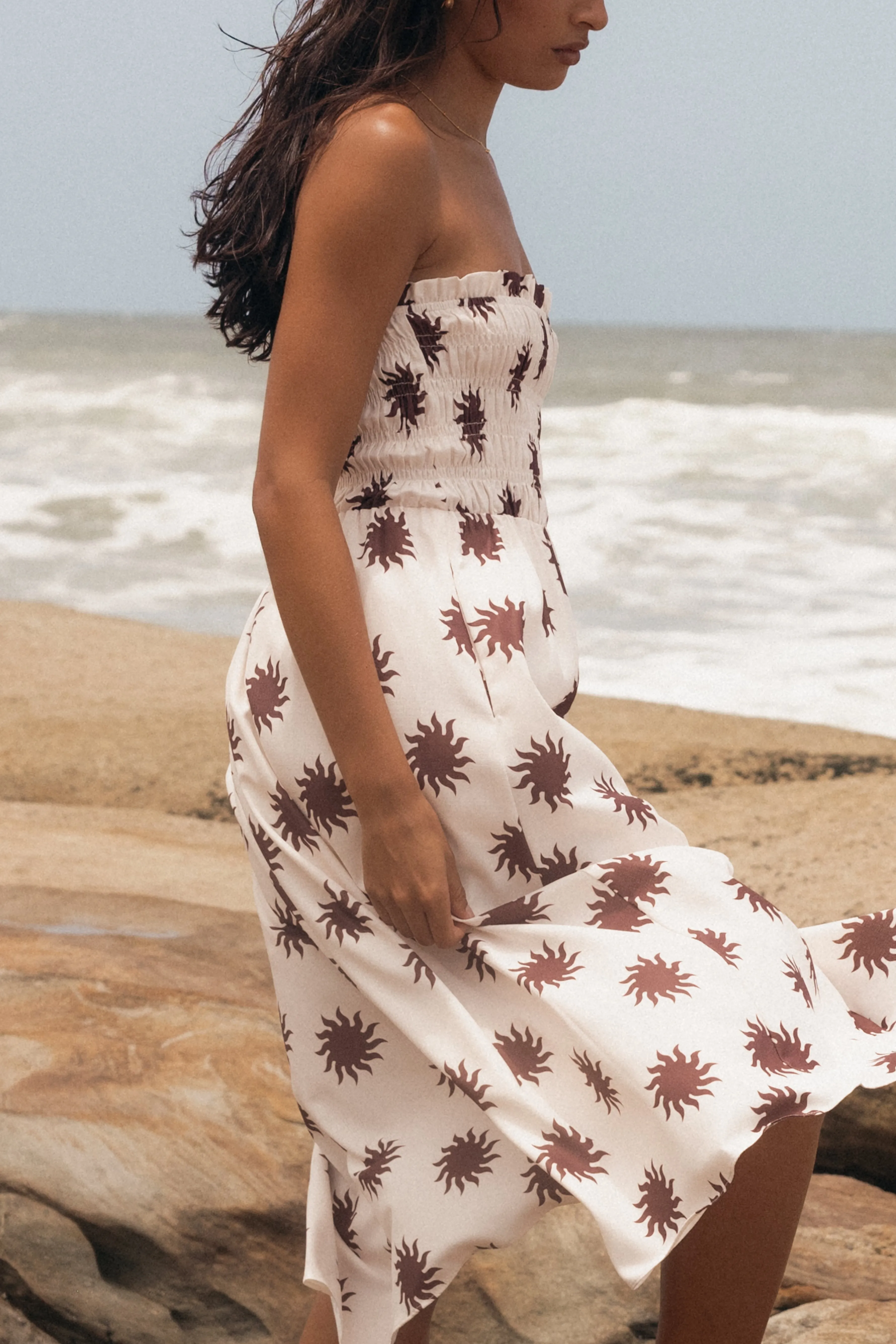 Gene Strapless Midi Dress - Cream