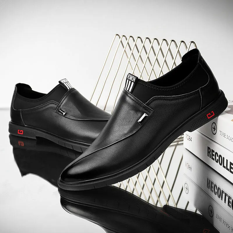 Genuine Leather Mono Color Slip-on Business Loafers Men Dress Shoes