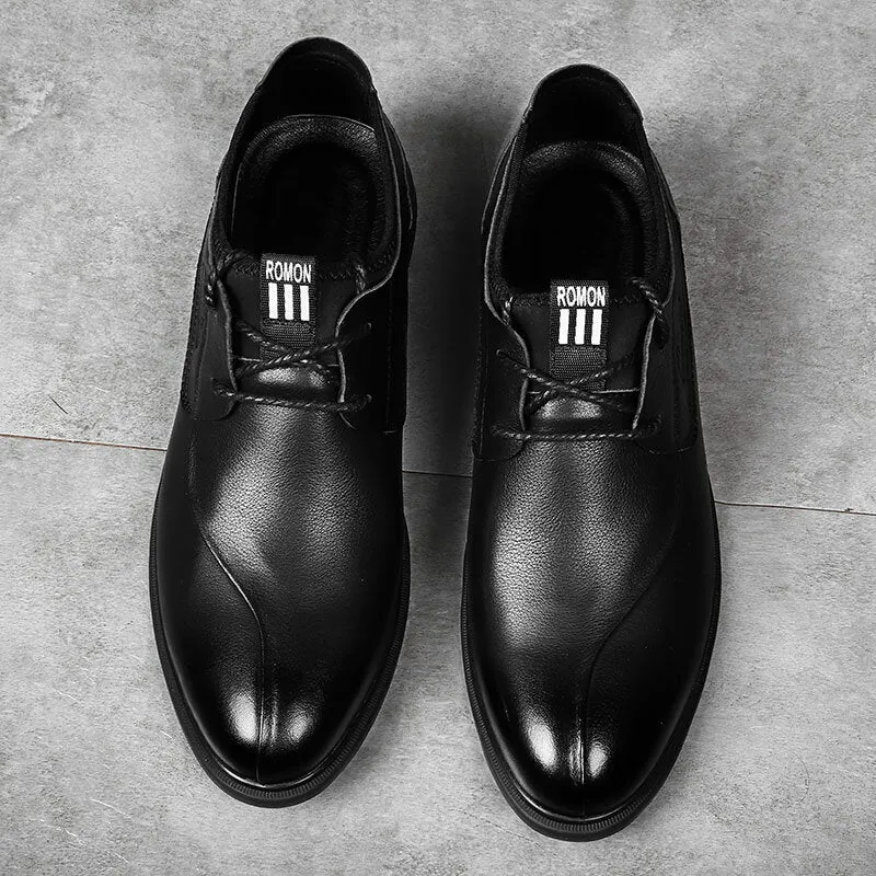 Genuine Leather Mono Color Slip-on Business Loafers Men Dress Shoes
