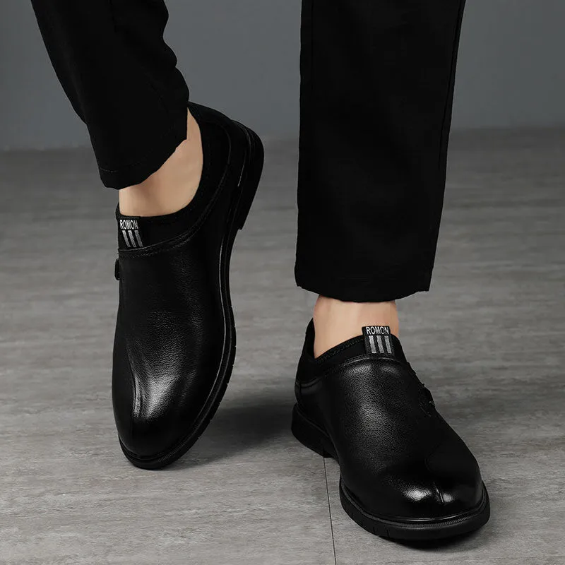 Genuine Leather Mono Color Slip-on Business Loafers Men Dress Shoes