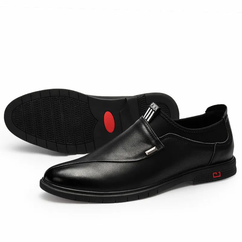 Genuine Leather Mono Color Slip-on Business Loafers Men Dress Shoes