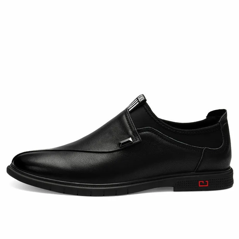 Genuine Leather Mono Color Slip-on Business Loafers Men Dress Shoes