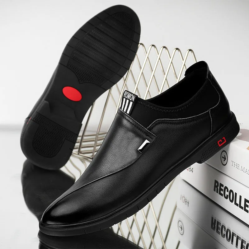 Genuine Leather Mono Color Slip-on Business Loafers Men Dress Shoes