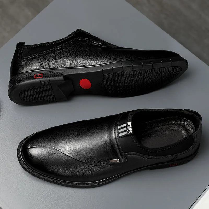 Genuine Leather Mono Color Slip-on Business Loafers Men Dress Shoes