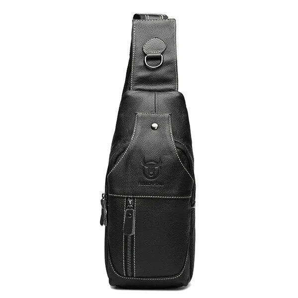 Genuine Leather Wear Resisting Casual Brown Chest Bag Shoulder Crossbody Bag