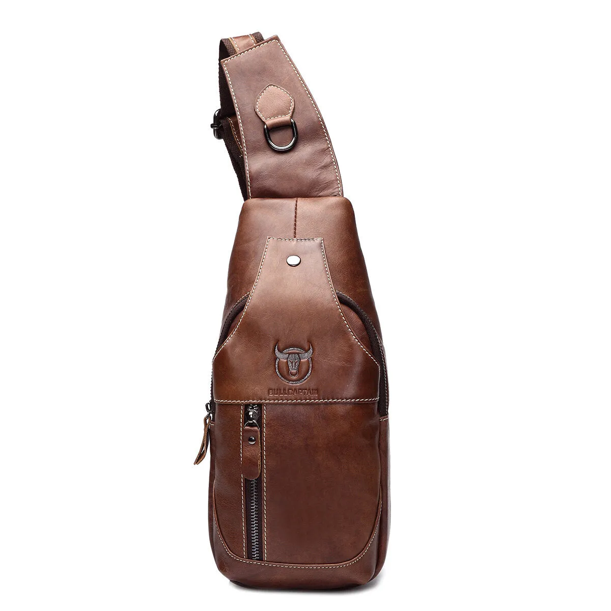 Genuine Leather Wear Resisting Casual Brown Chest Bag Shoulder Crossbody Bag