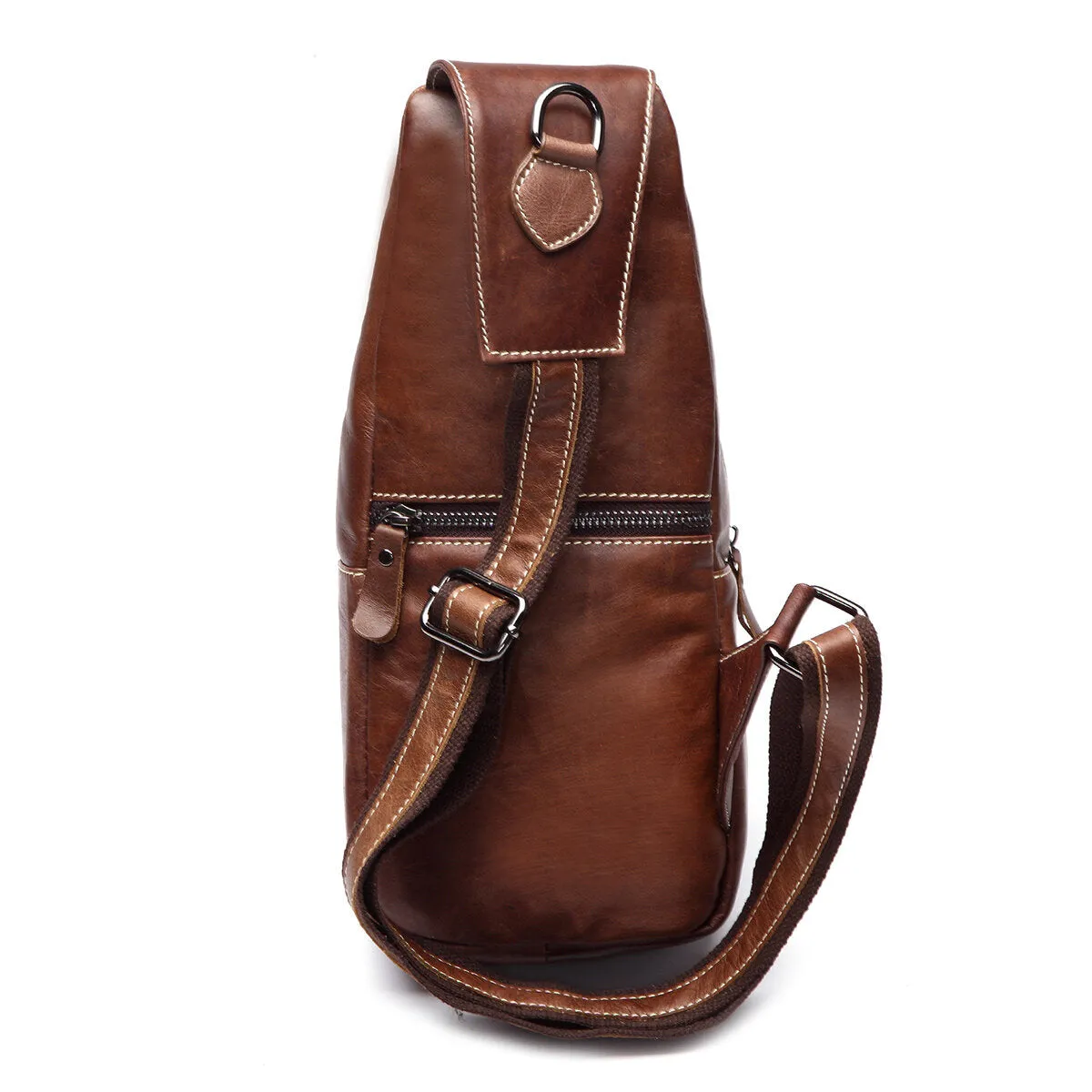 Genuine Leather Wear Resisting Casual Brown Chest Bag Shoulder Crossbody Bag