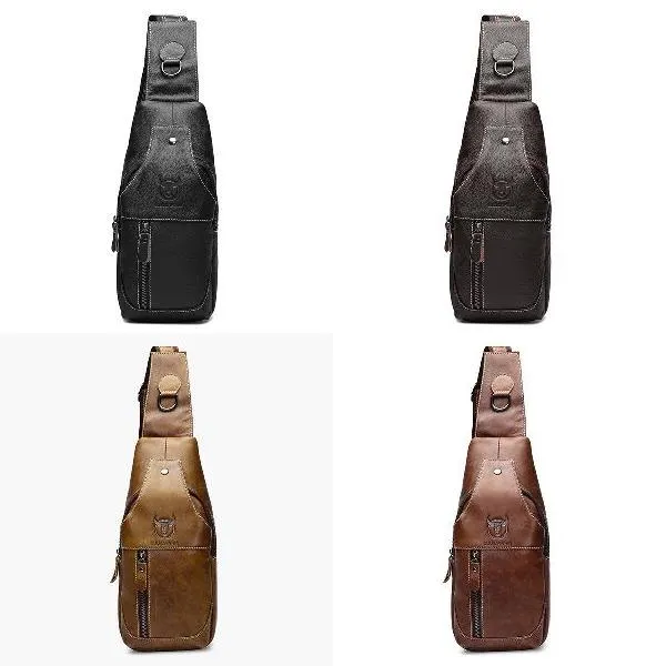 Genuine Leather Wear Resisting Casual Brown Chest Bag Shoulder Crossbody Bag