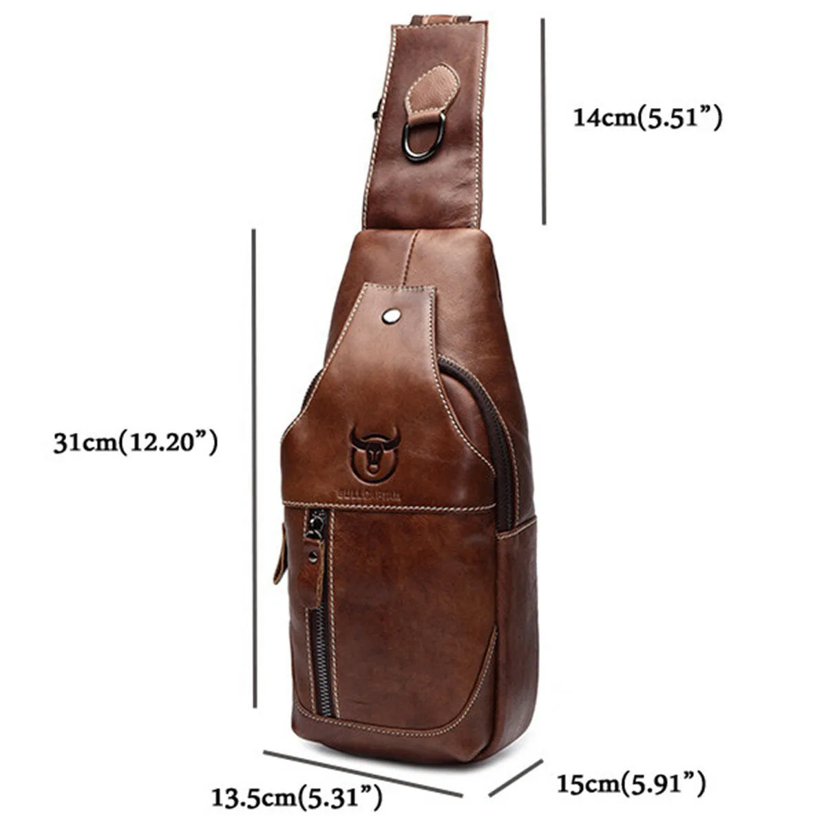 Genuine Leather Wear Resisting Casual Brown Chest Bag Shoulder Crossbody Bag