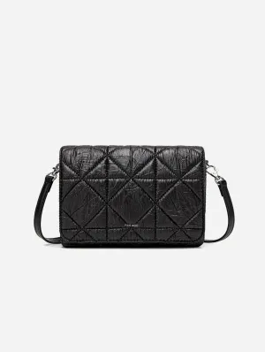 Gianna Vegan Leather Crossbody Bag | Black Quilted