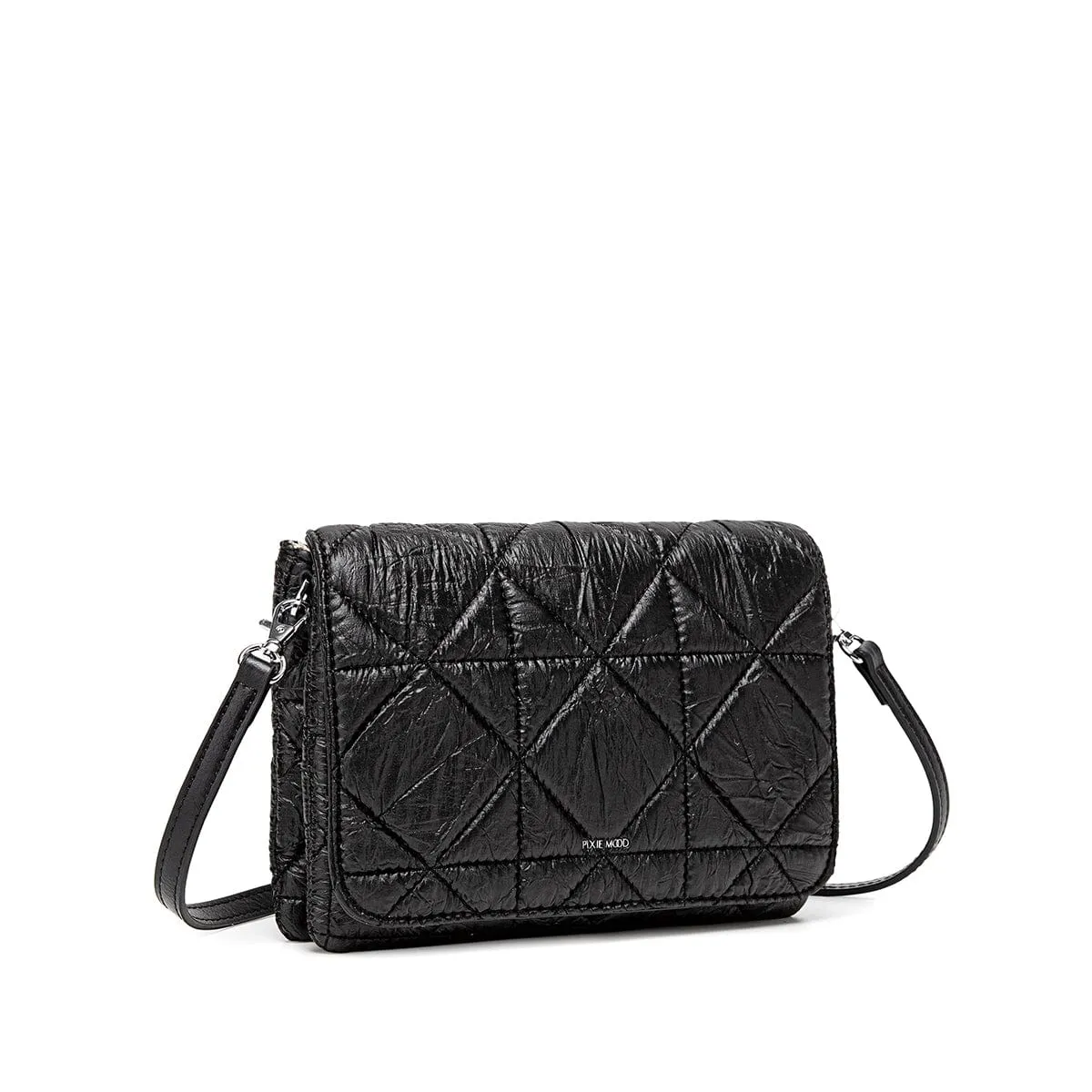 Gianna Vegan Leather Crossbody Bag | Black Quilted