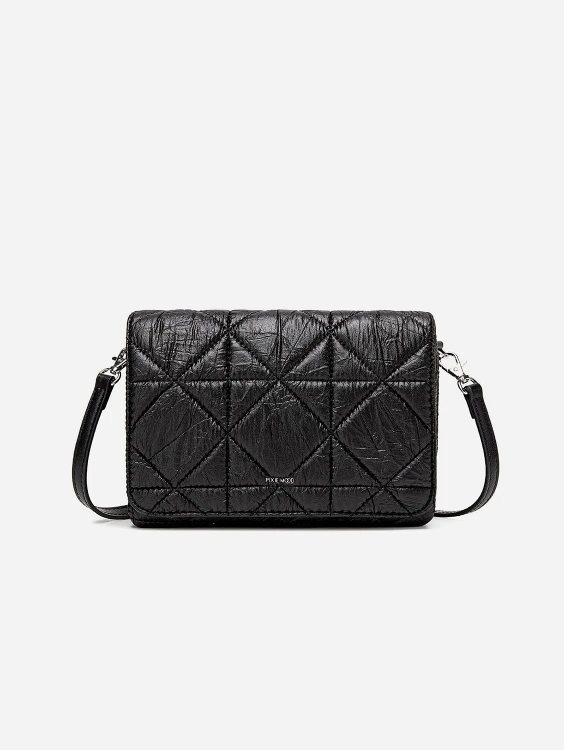 Gianna Vegan Leather Crossbody Bag | Black Quilted