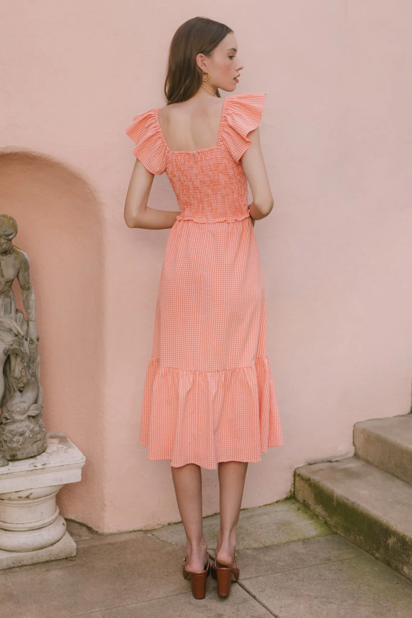 Gidget Dress in Orange Gingham