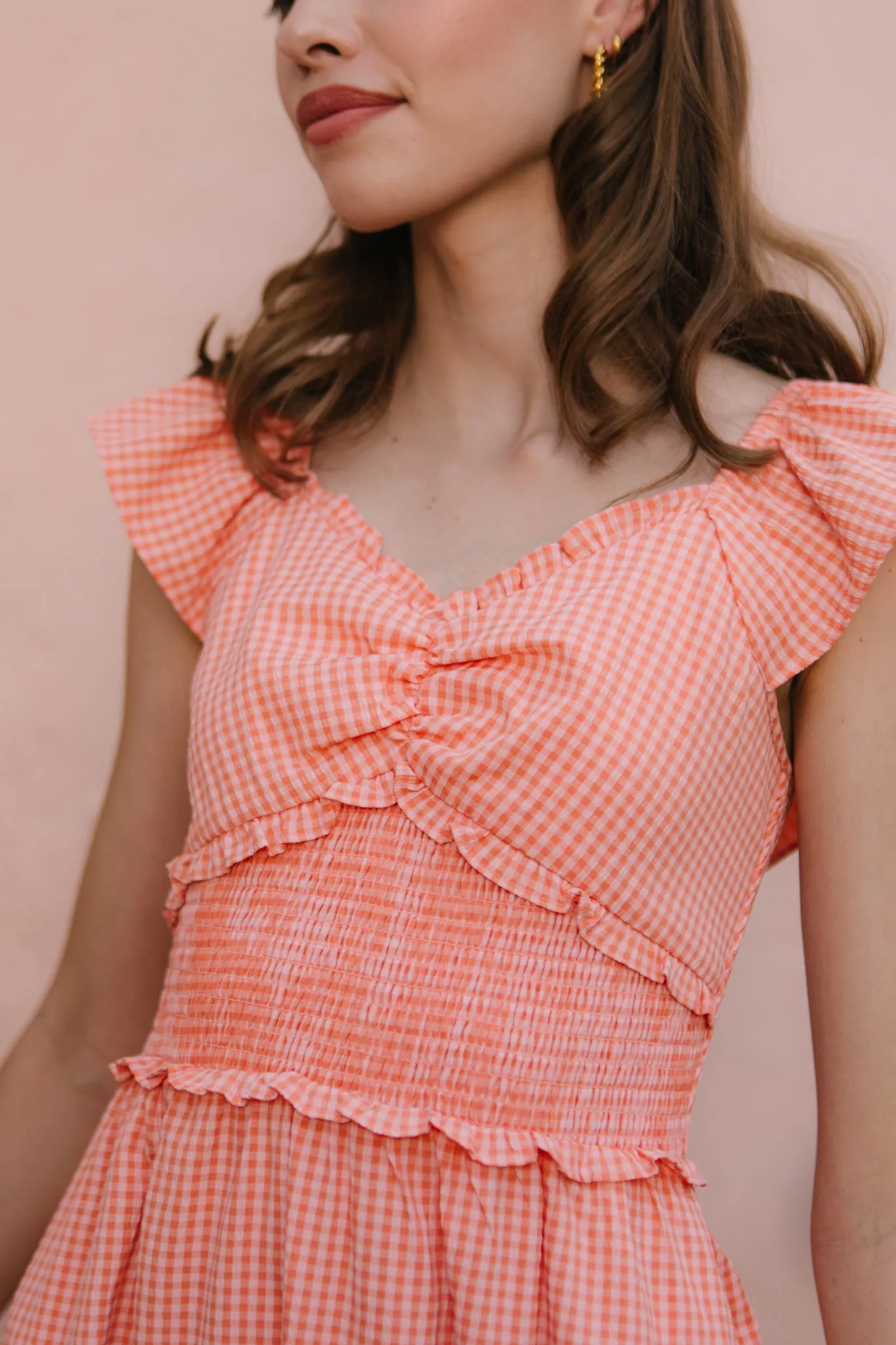 Gidget Dress in Orange Gingham