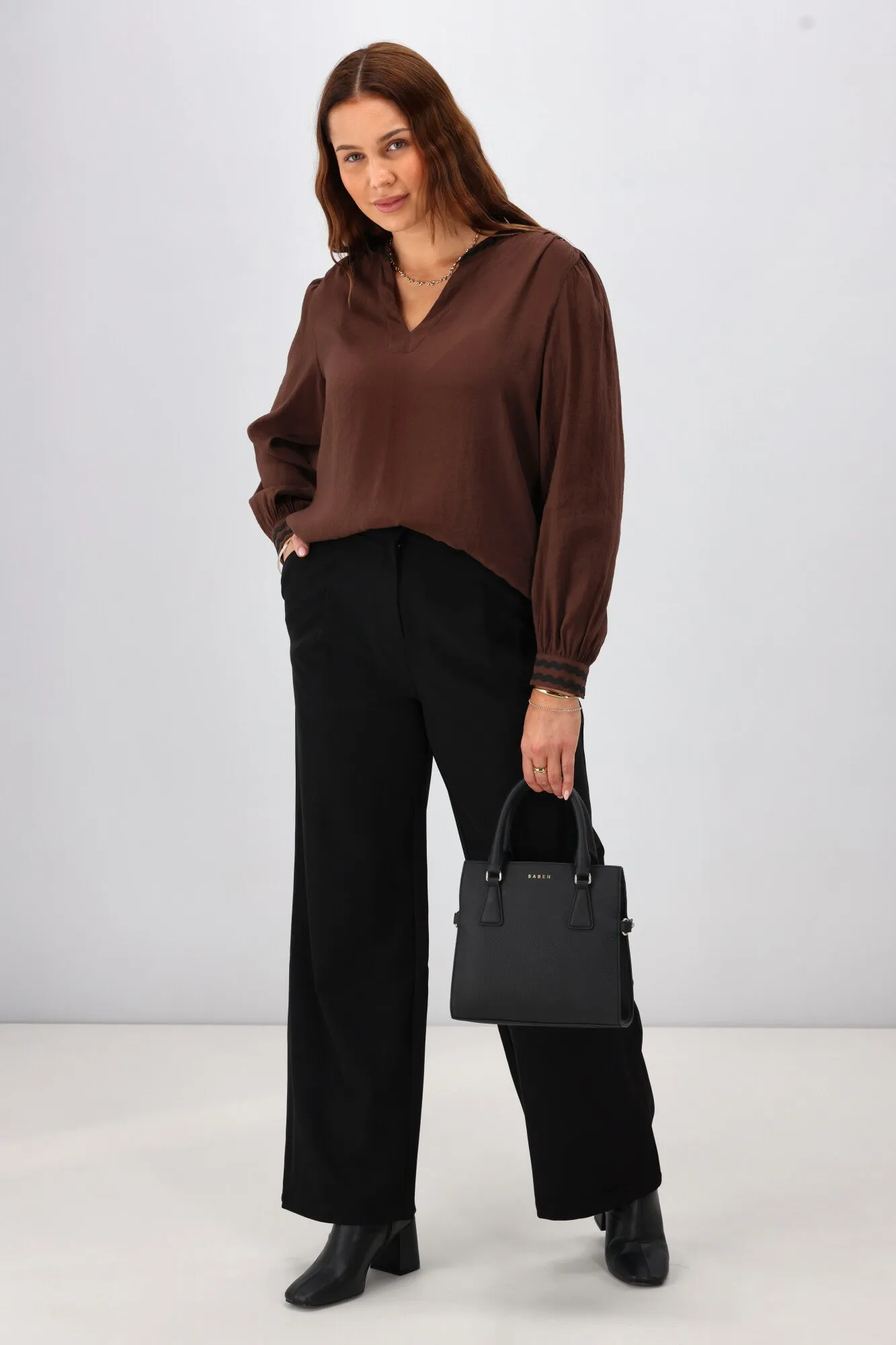 Gloss the Label Aimee Ric Rac Top Chocolate