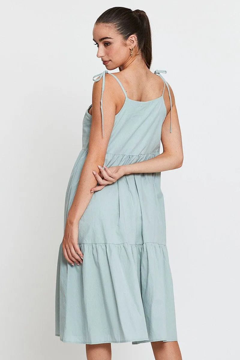 Green A Line Dress Midi