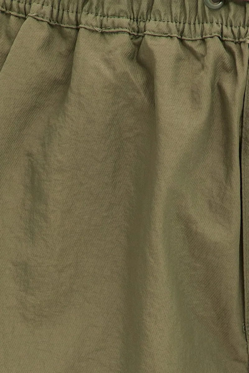 Green Parachute Cargo Pants Mid Rise