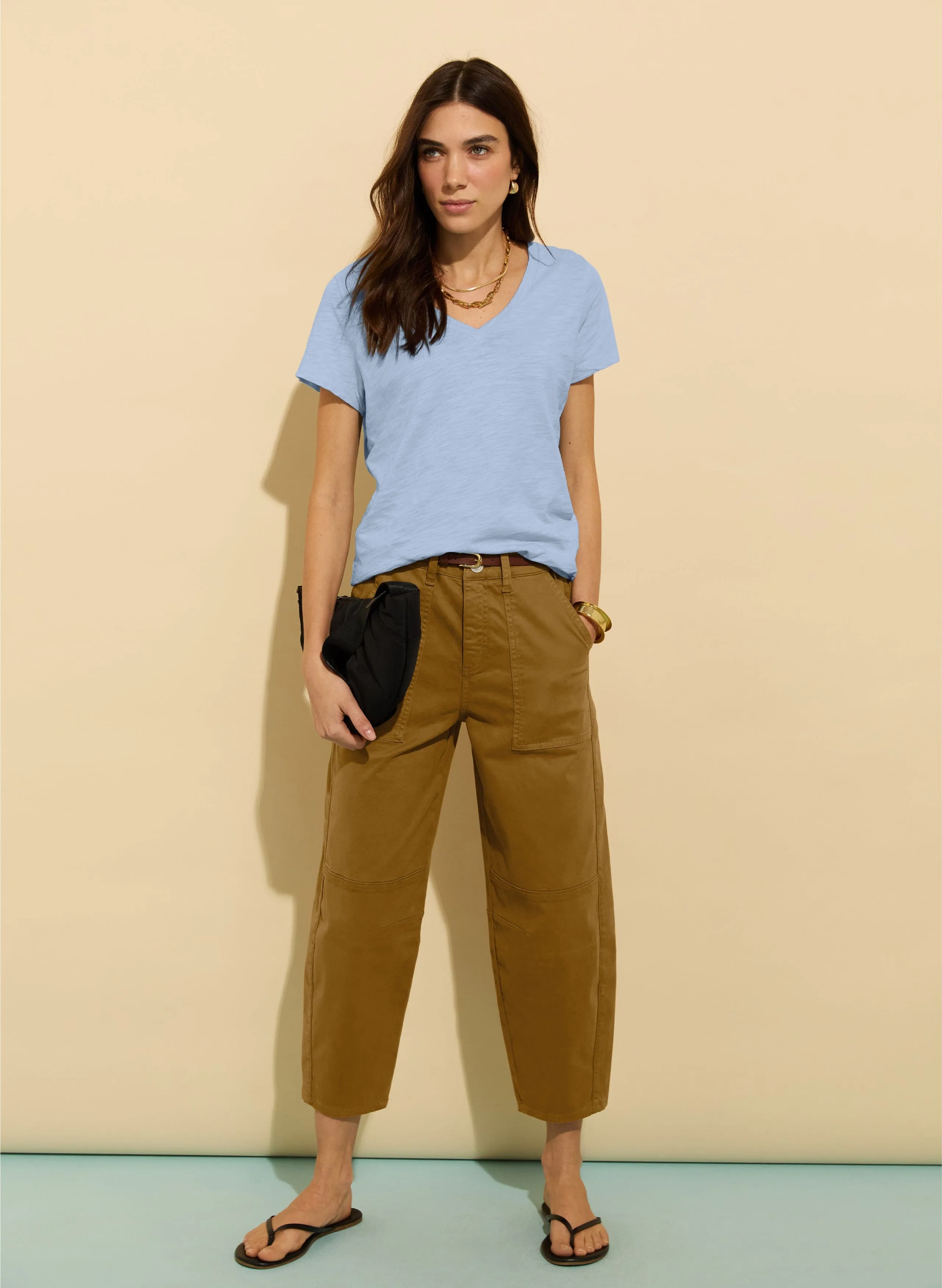 Hanorah Organic Cotton V-Neck Tee | Ice Blue