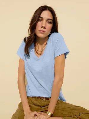 Hanorah Organic Cotton V-Neck Tee | Ice Blue