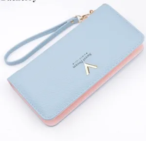Long Leather Zipper Wallet for Women