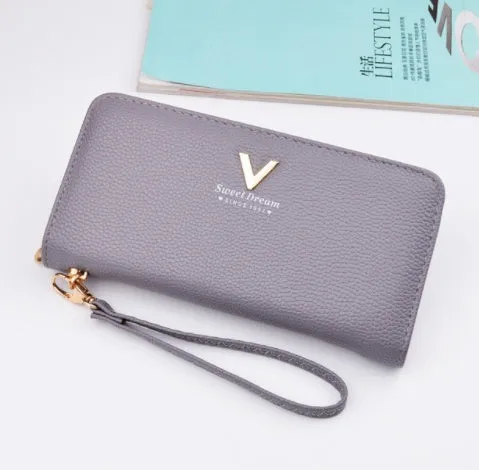 Long Leather Zipper Wallet for Women