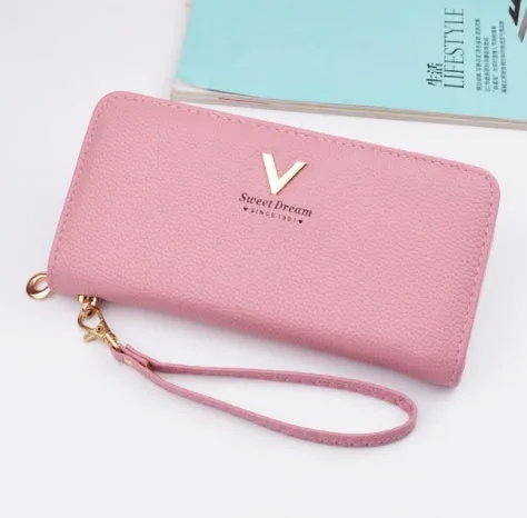 Long Leather Zipper Wallet for Women