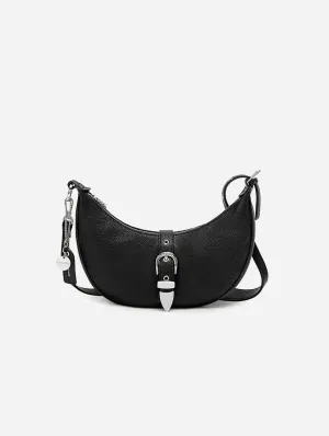 Macy Vegan Leather Shoulder Bag | Black Pebbled