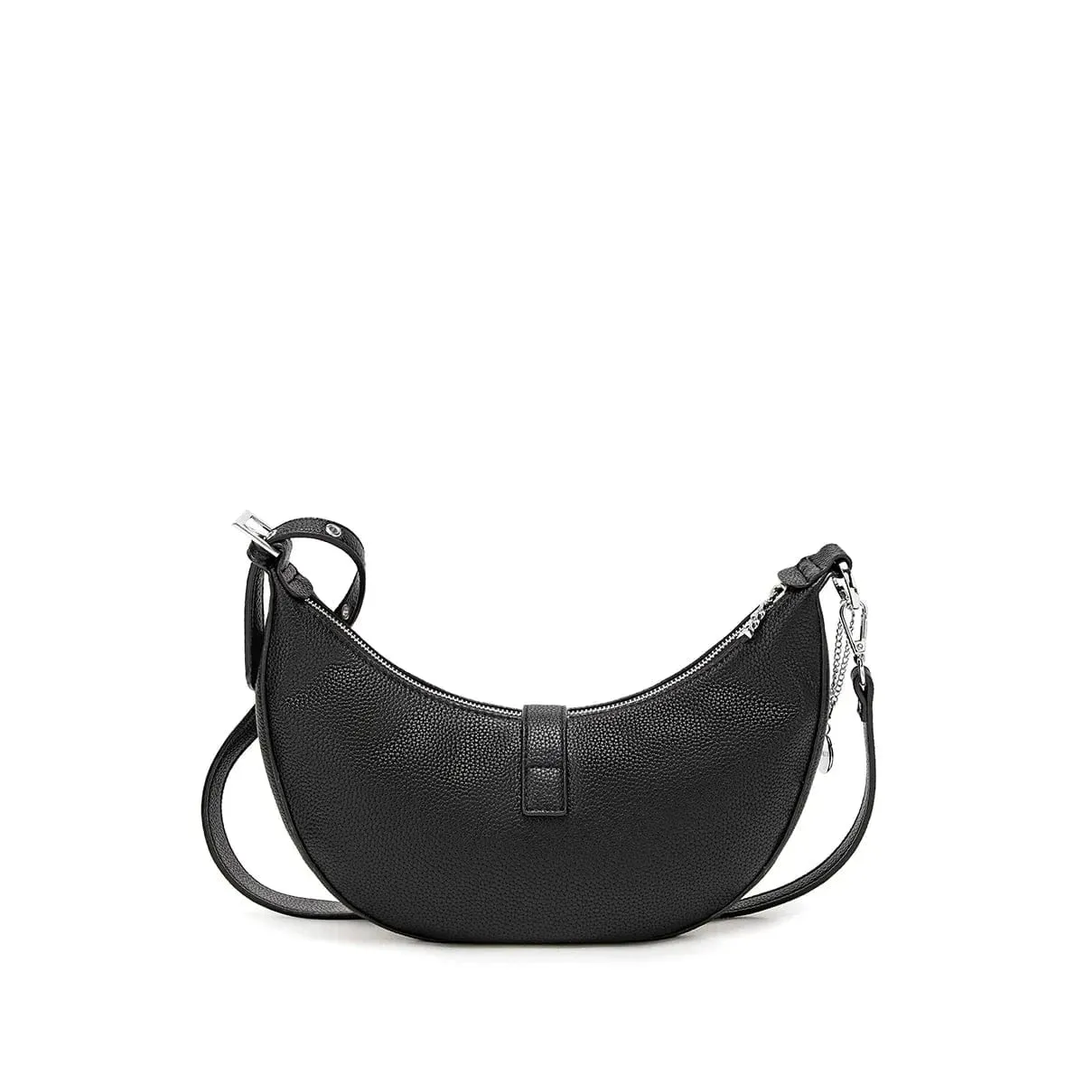 Macy Vegan Leather Shoulder Bag | Black Pebbled