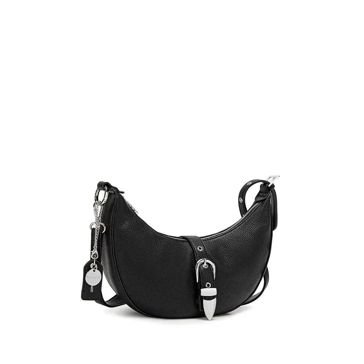 Macy Vegan Leather Shoulder Bag | Black Pebbled