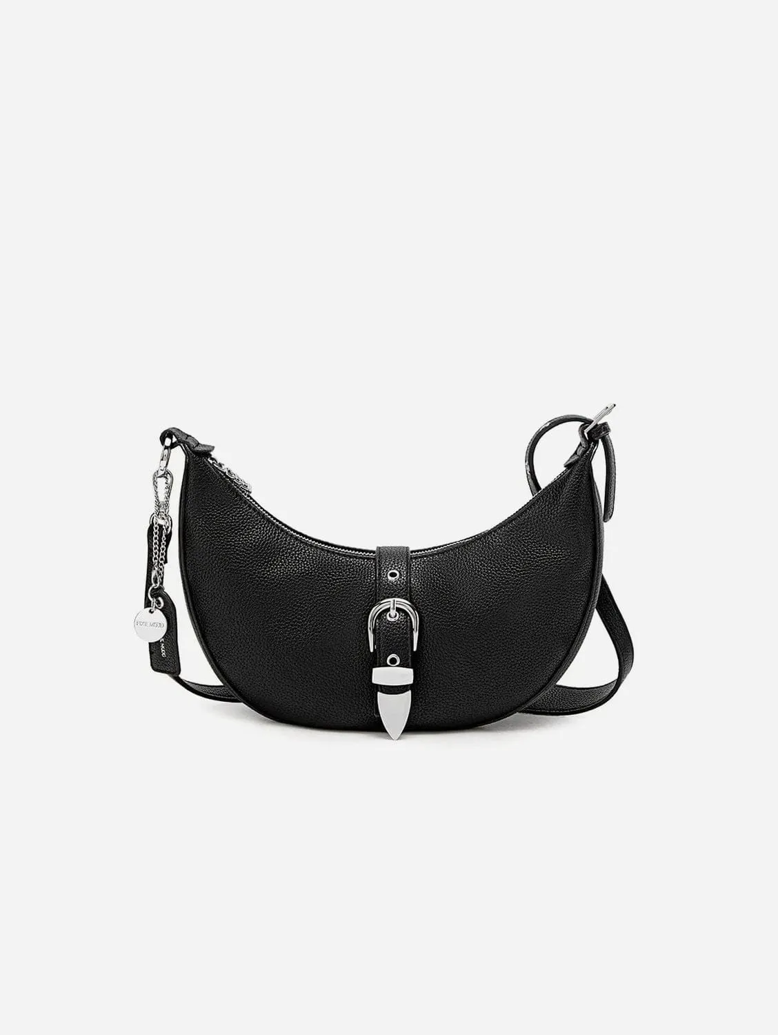 Macy Vegan Leather Shoulder Bag | Black Pebbled