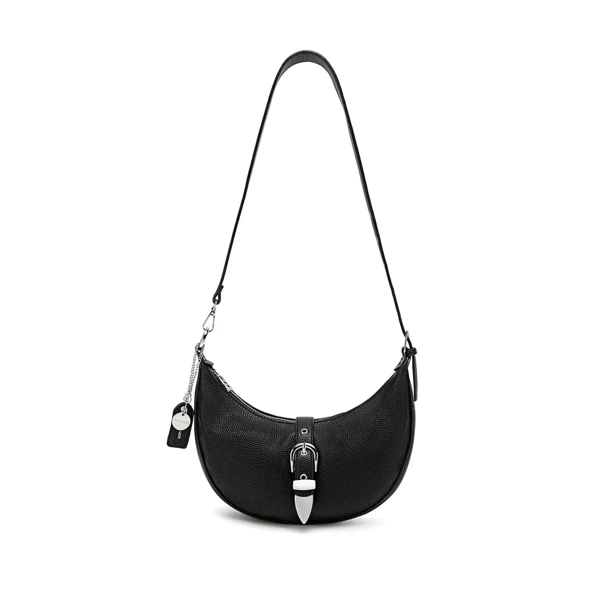 Macy Vegan Leather Shoulder Bag | Black Pebbled