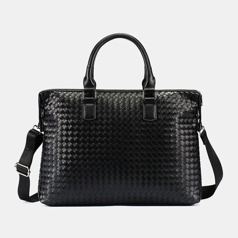 Men Faux Leather Multi-carry 14 Inch Laptop Bag Briefcase Business Handbag Crossbody Bag